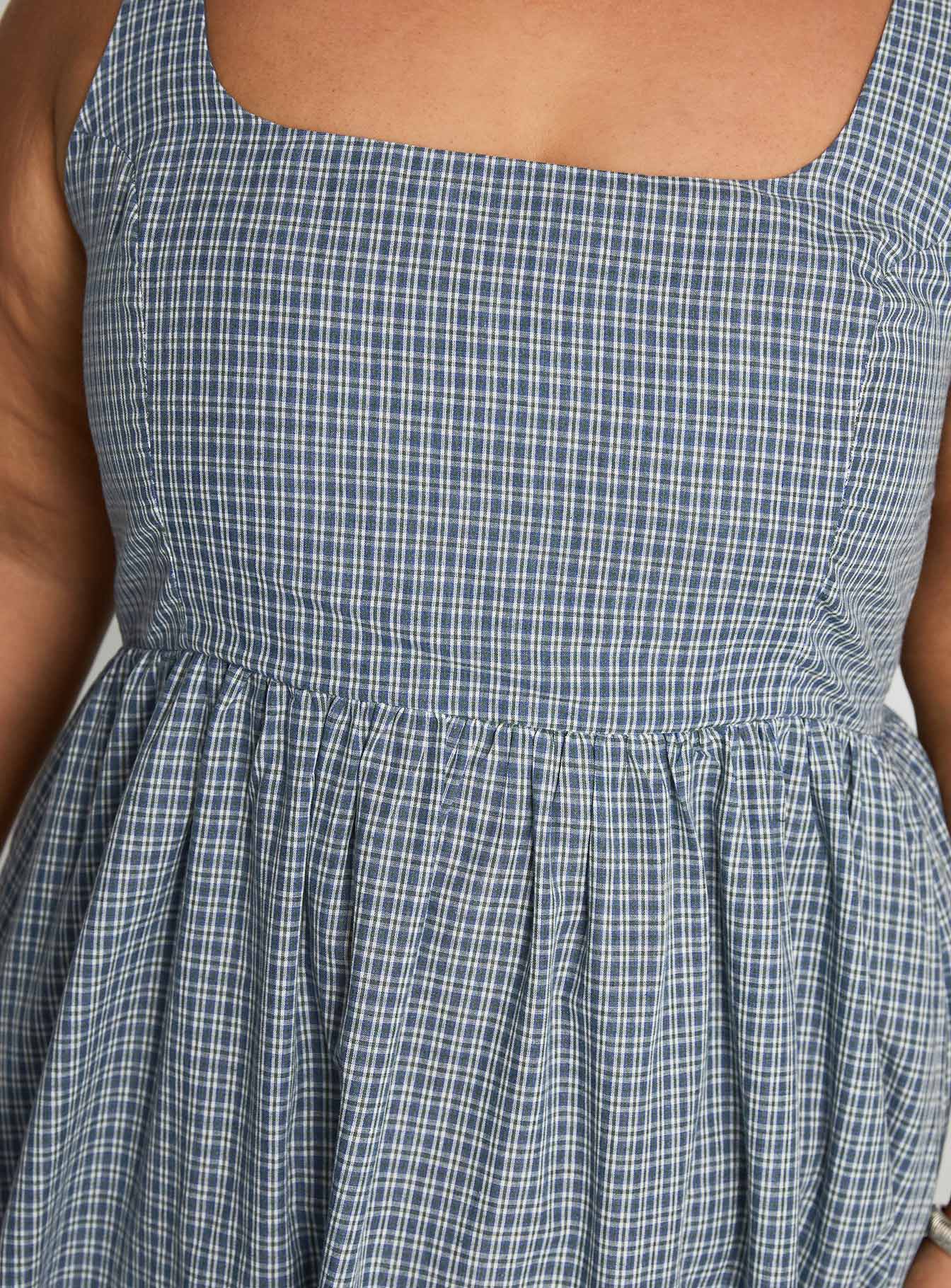 Cartmel Check Maxi Dress Navy Curve - Image 6