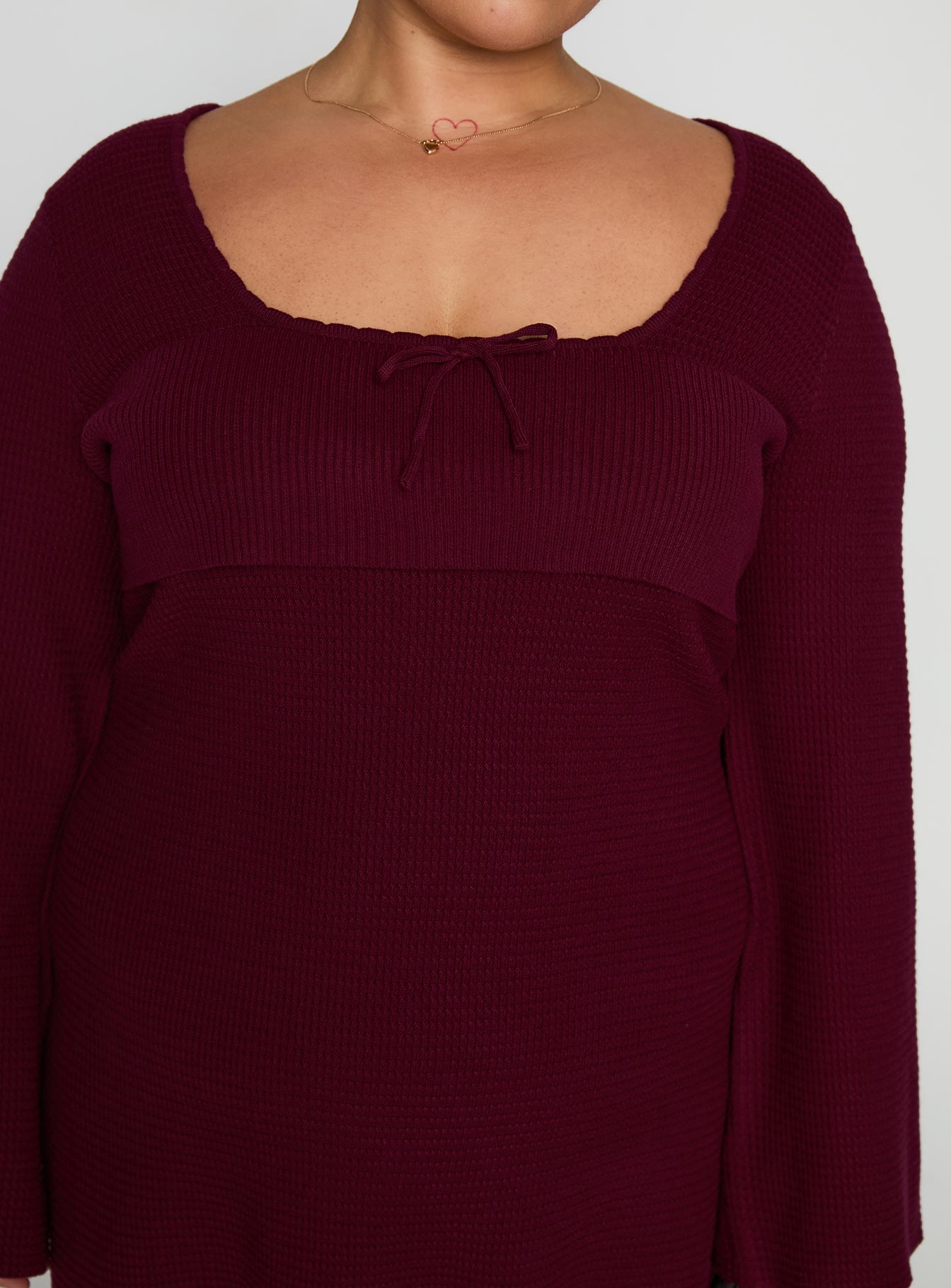Sandyra Knit Mini Dress Maroon Curve - Image 6