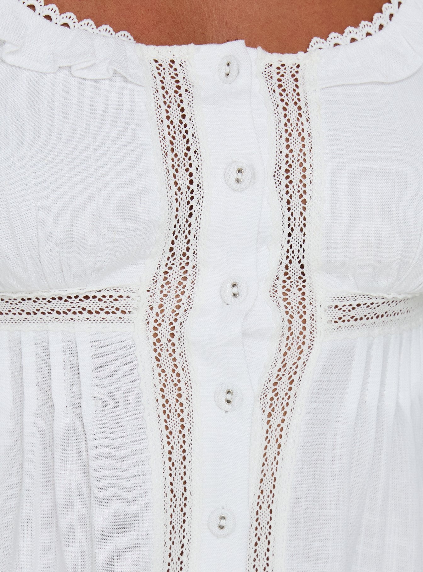 Indianah Pleat Lace Panel Mini Dress White - Image 6