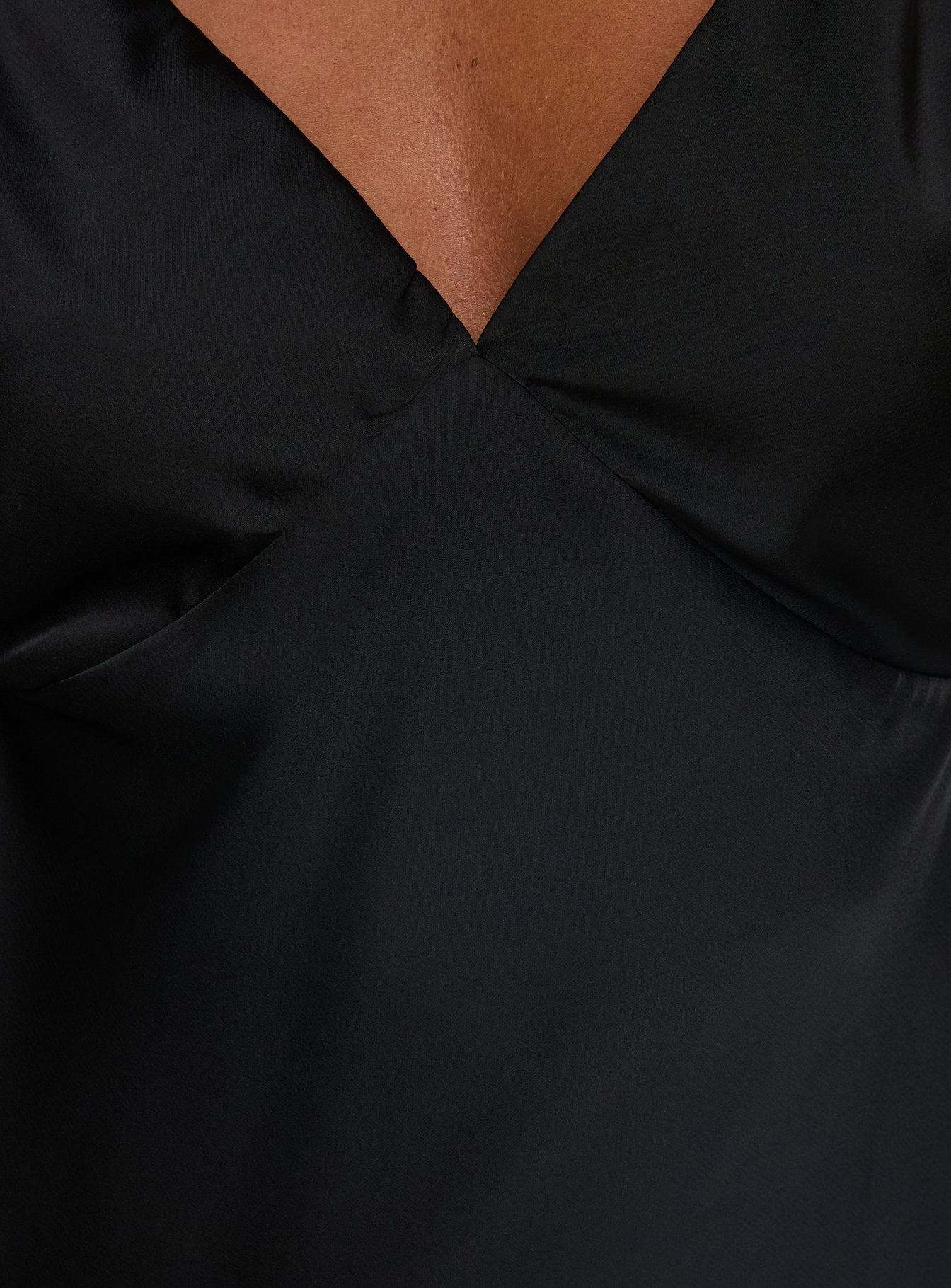 Adette V Neck Satin Mini Dress Black - Image 5