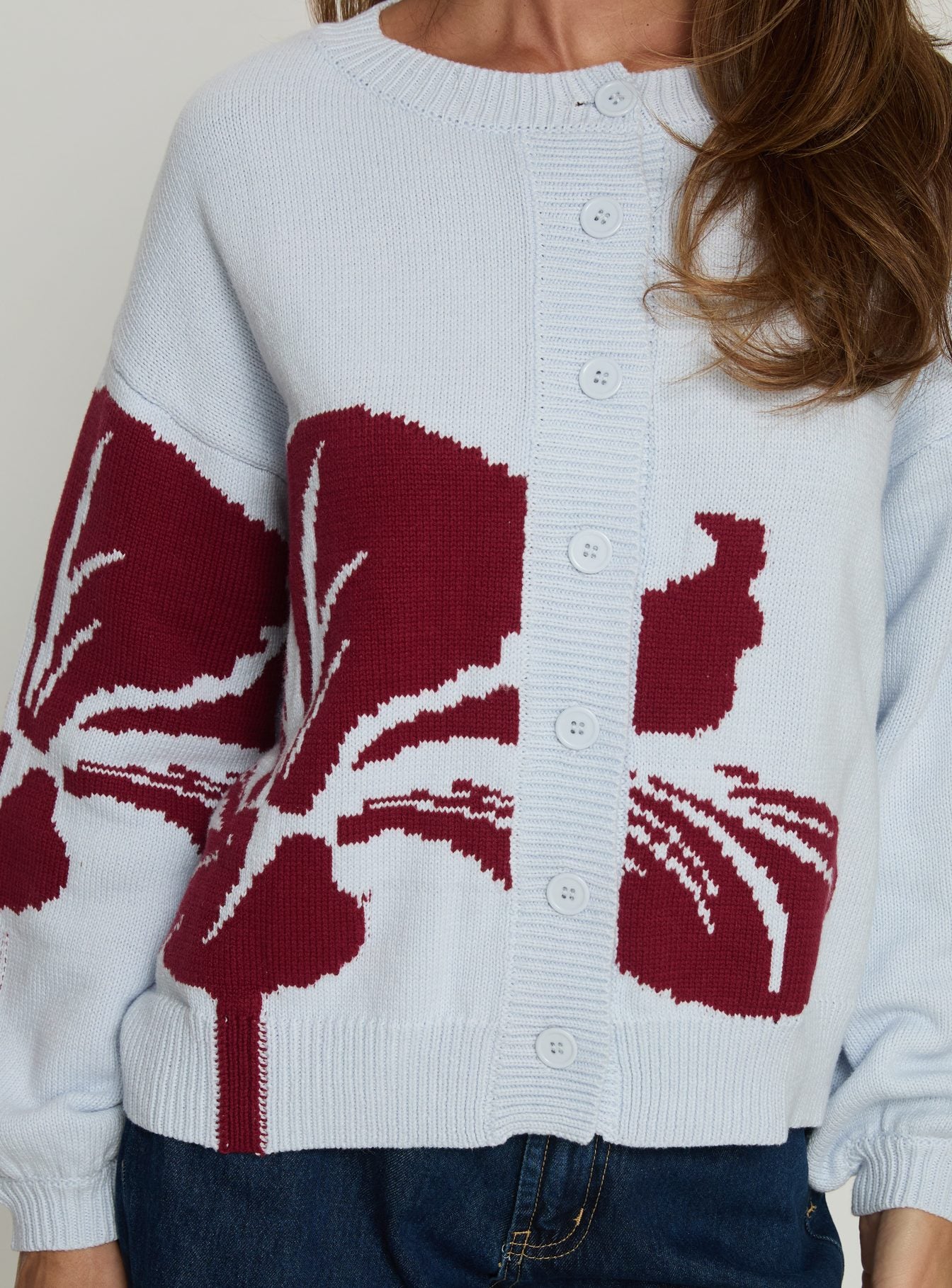 Jalenn Floral Knit Cardigan Blue / Red - Image 6