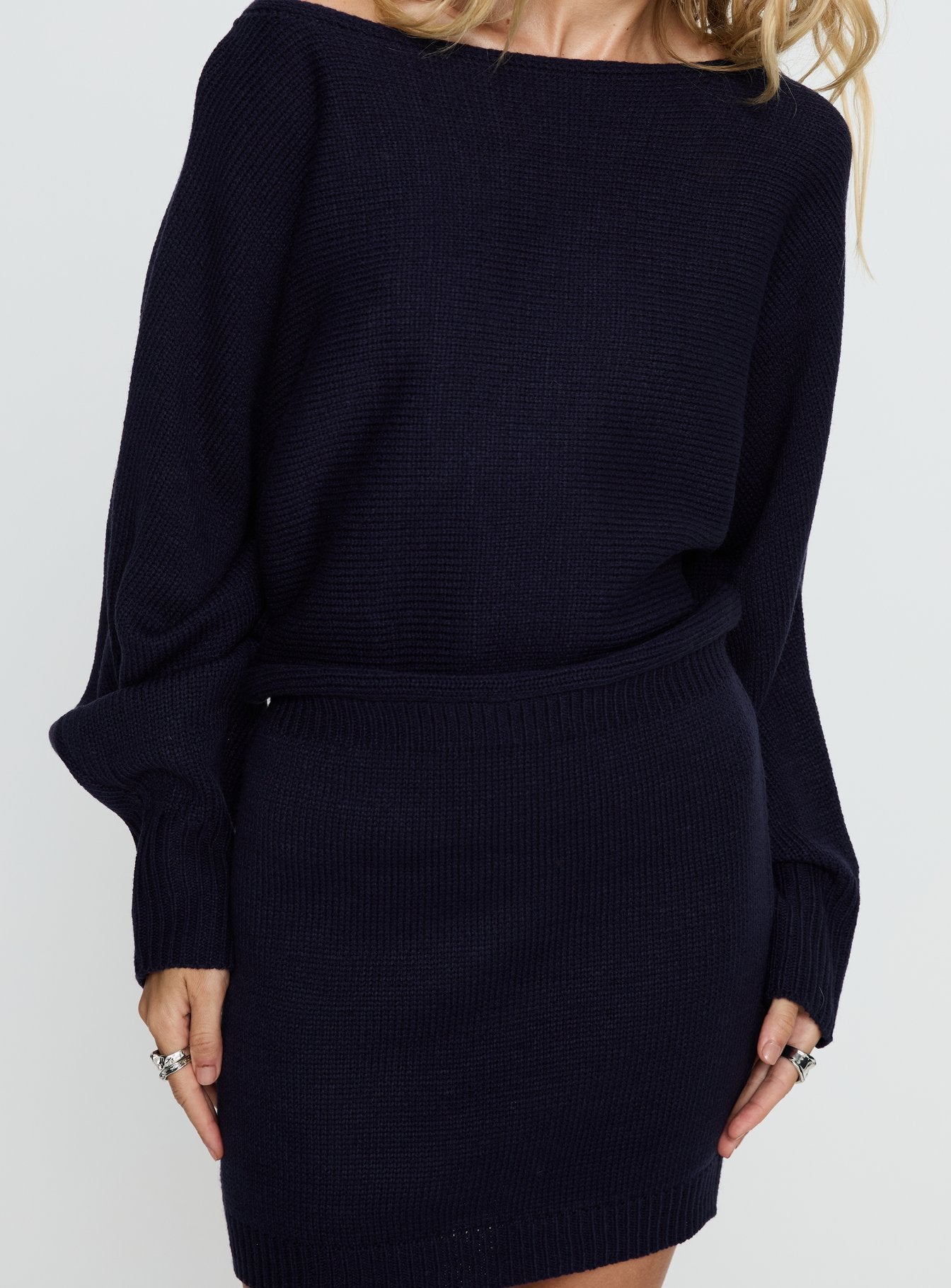 Bellamie Long Sleeve Mini Dress Navy - Image 5