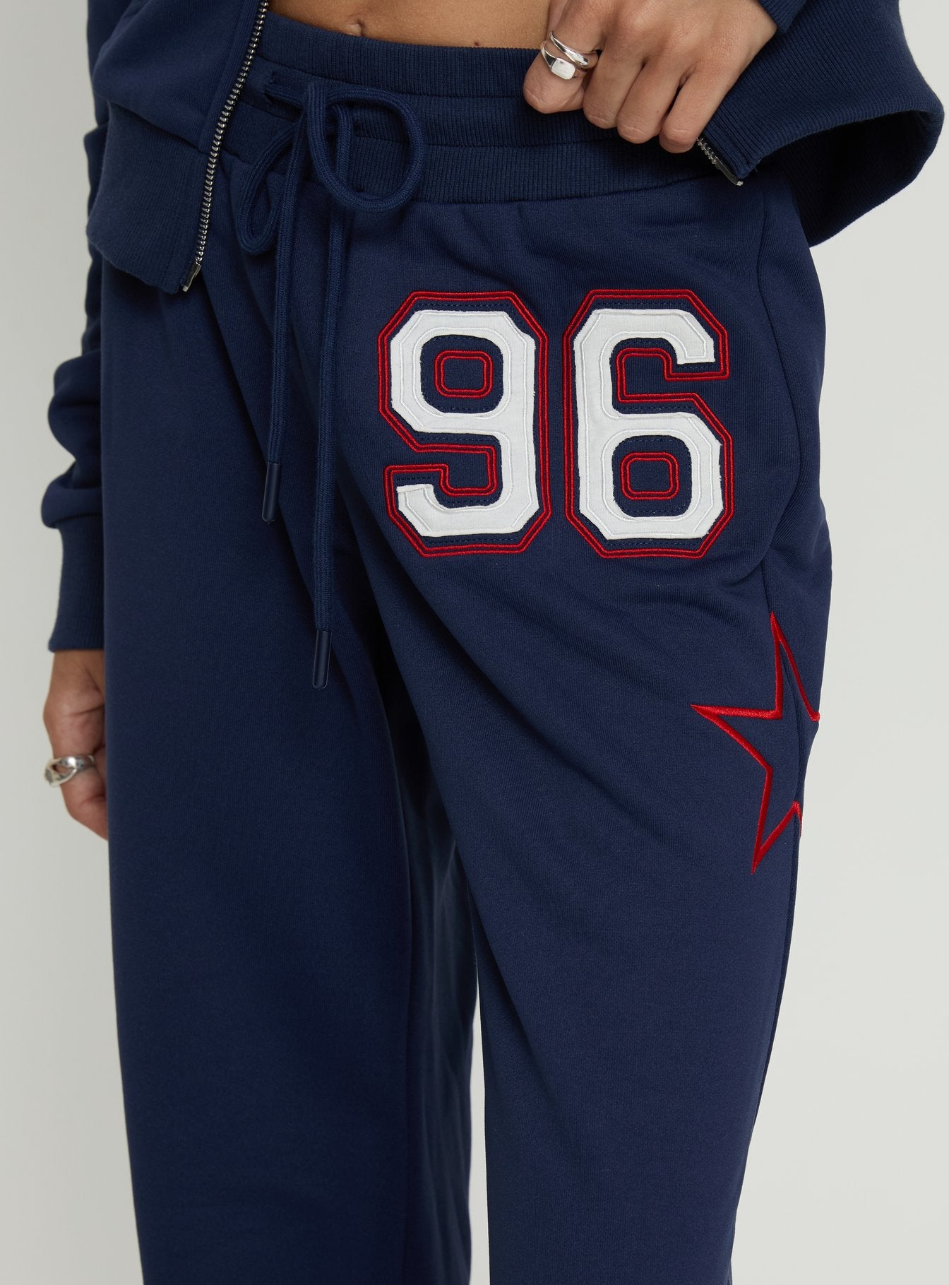Kari Distressed Patch Track Pant Navy Multi - Image 6