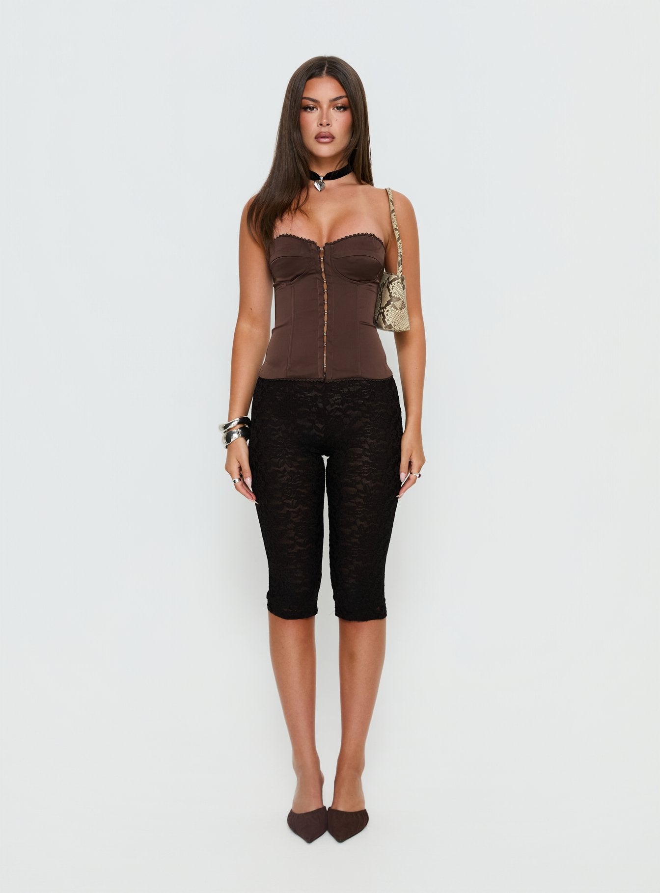 Jazzy Strapless Corset Top Chocolate - Image 7