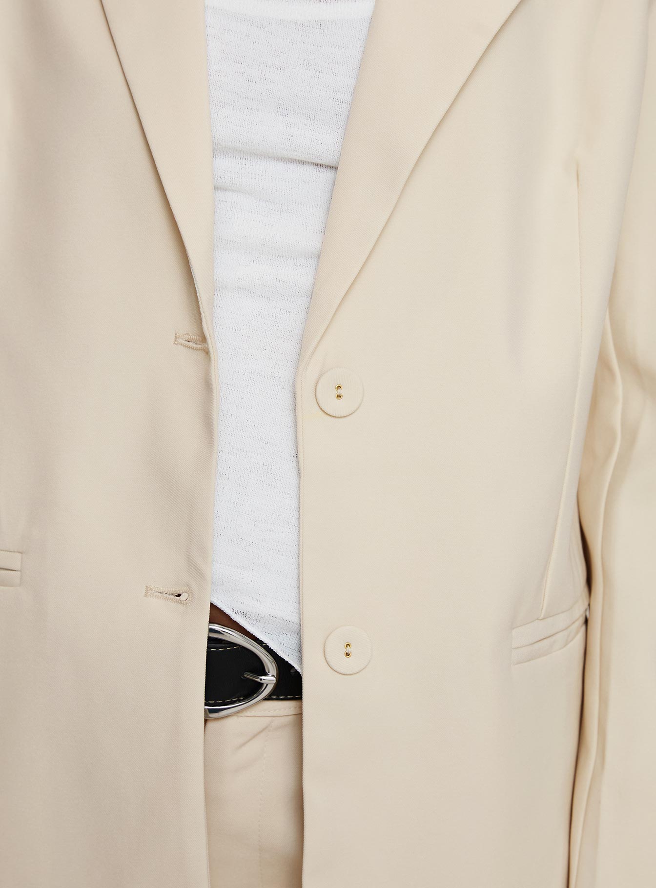 Crowd Pleaser Oversized Blazer Cream - Image 6