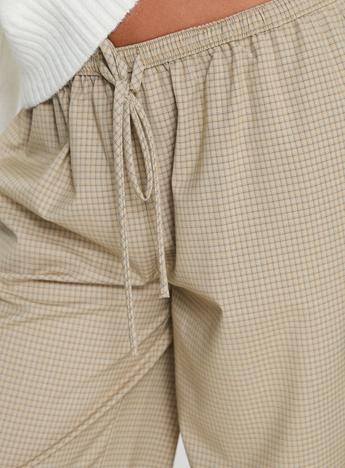 Ketrina Tie Waist Pants Beige Plaid - Image 5