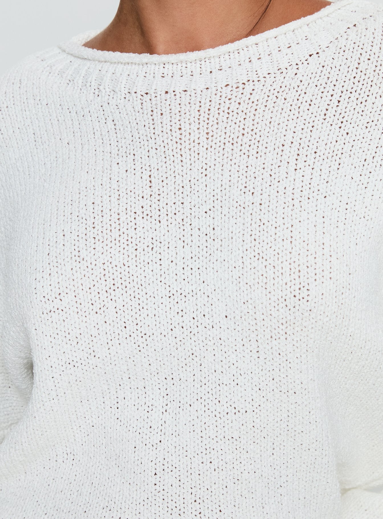 Reannon Wide Neck Knit Sweater White - Image 6