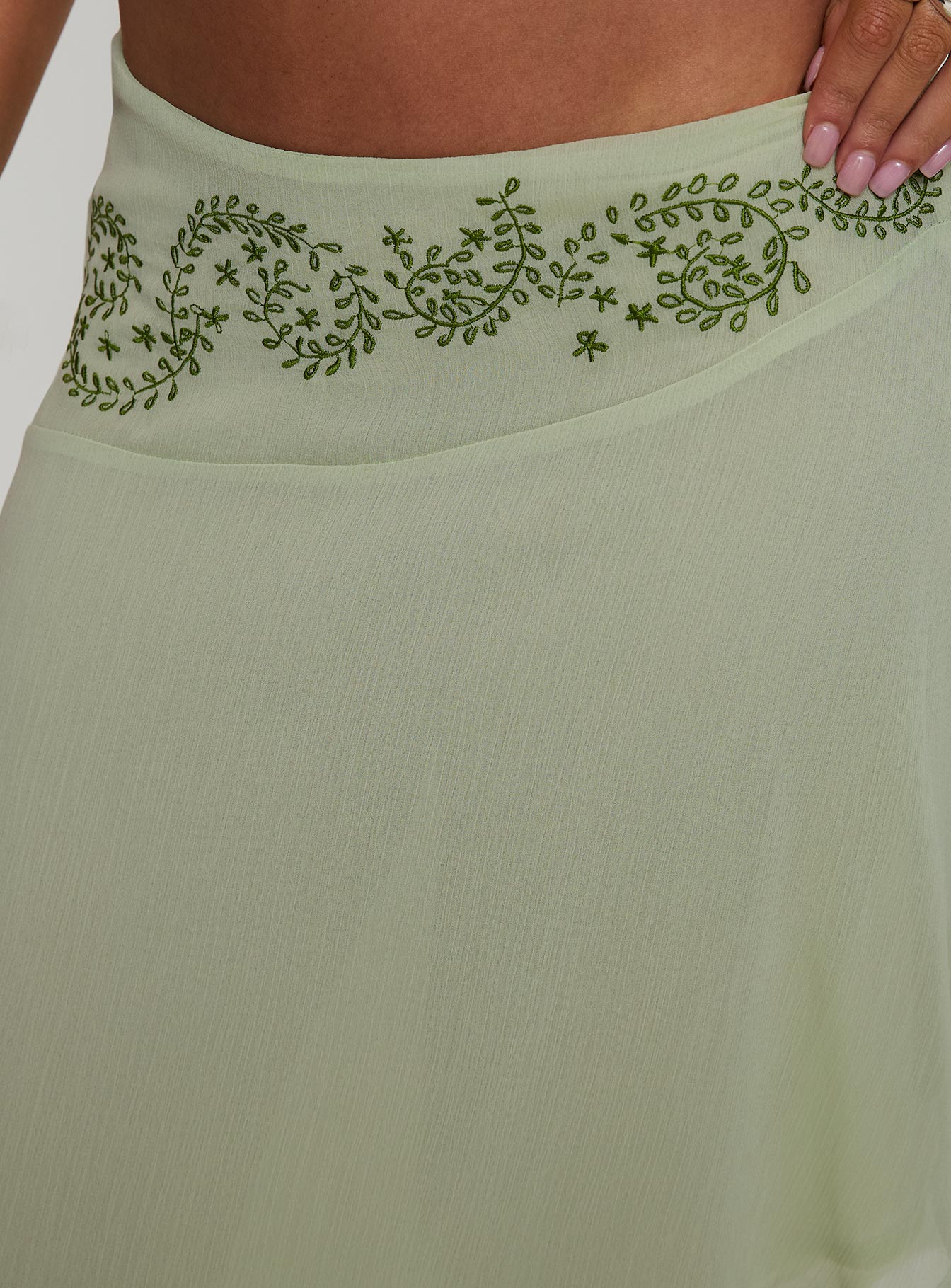 Pappilion Asymmetrical Midi Skirt Sage - Image 10