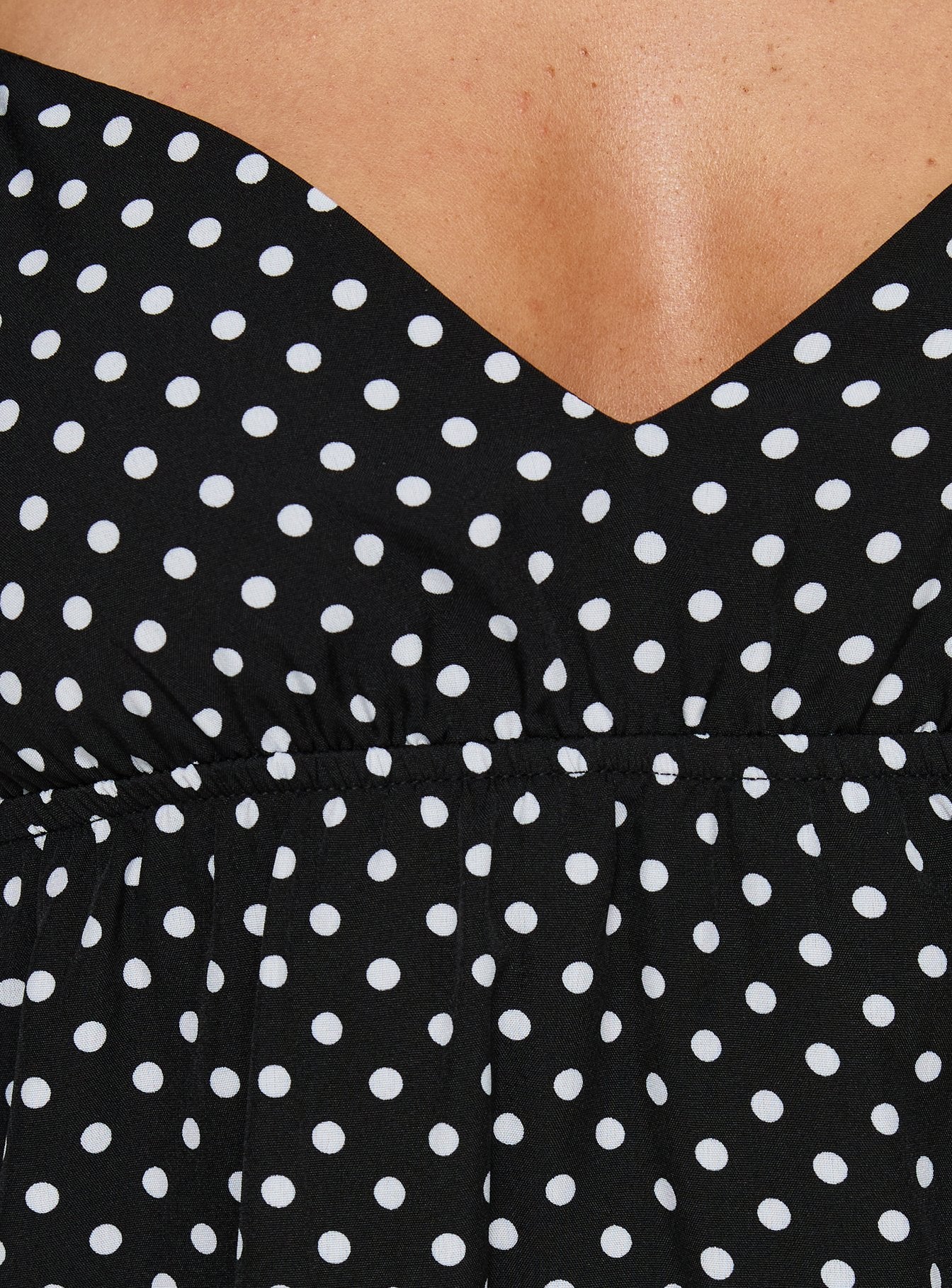 Casee V Neck Frill Mini Dress Black Polka Dot - Image 6