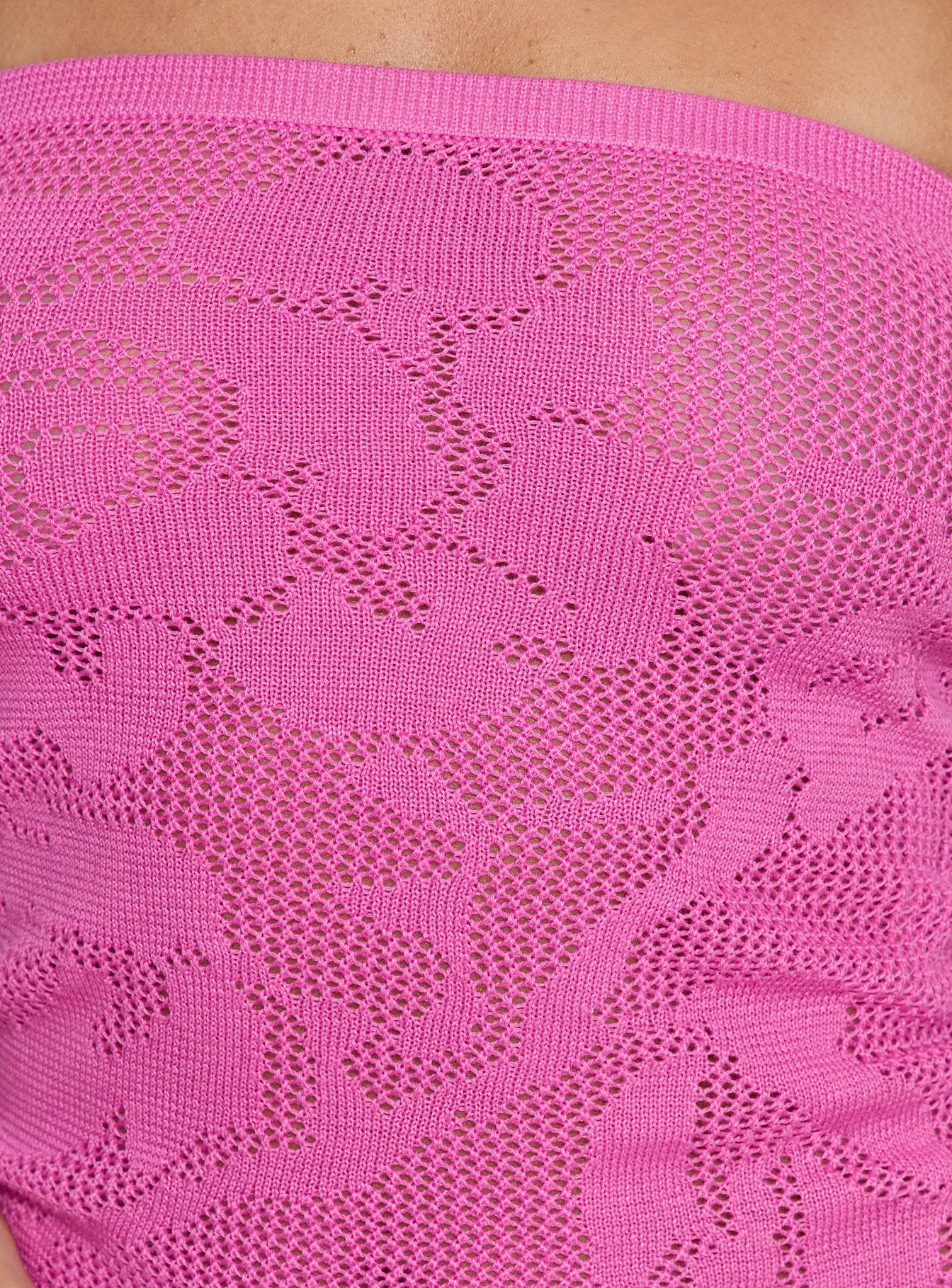 Cypressa Crochet Strapless Top Berry Pink - Image 6