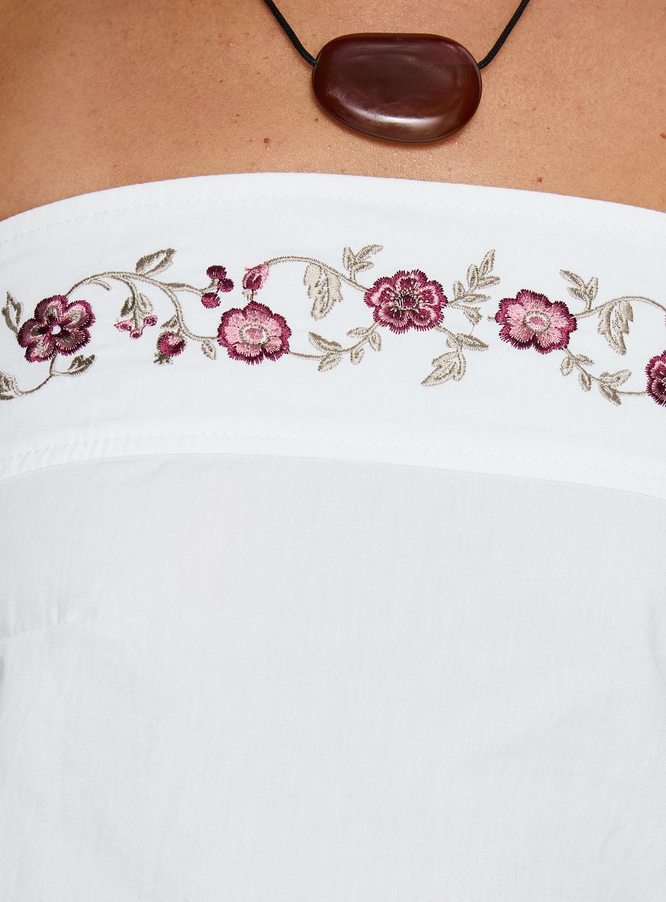 Ahera Floral Detail Strapless Top White - Image 6