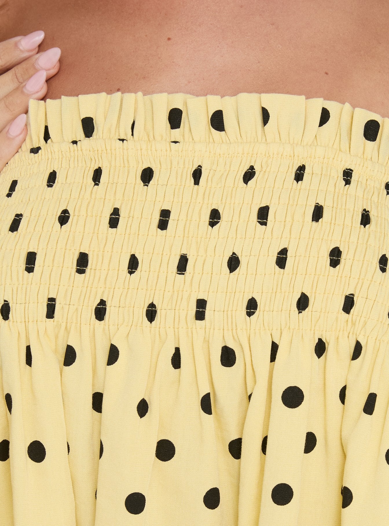Peachy Keen Frill Cami Top Yellow Polka Dot - Image 6