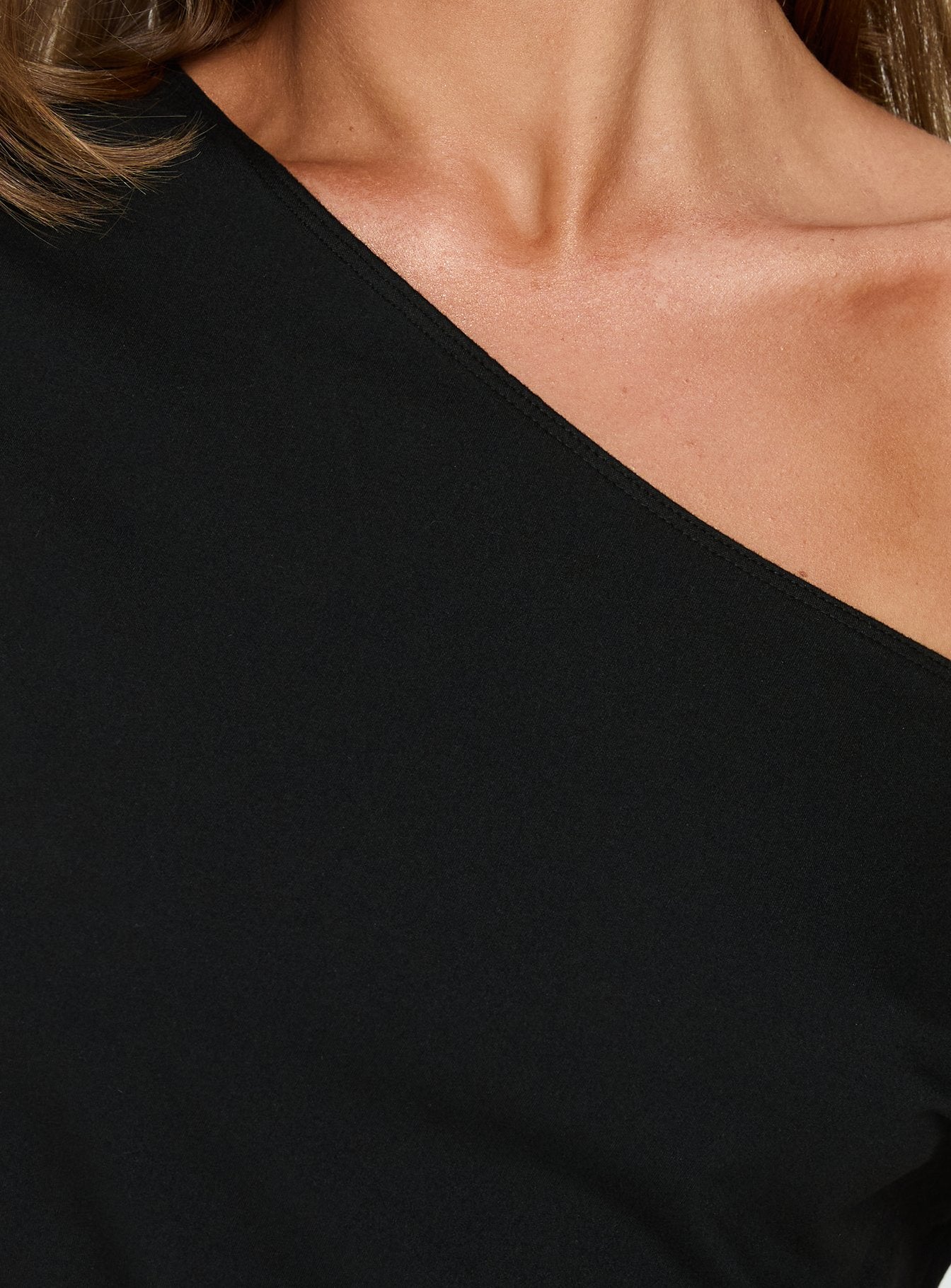 Ellah One Shoulder Drapey Mini Dress Black - Image 6