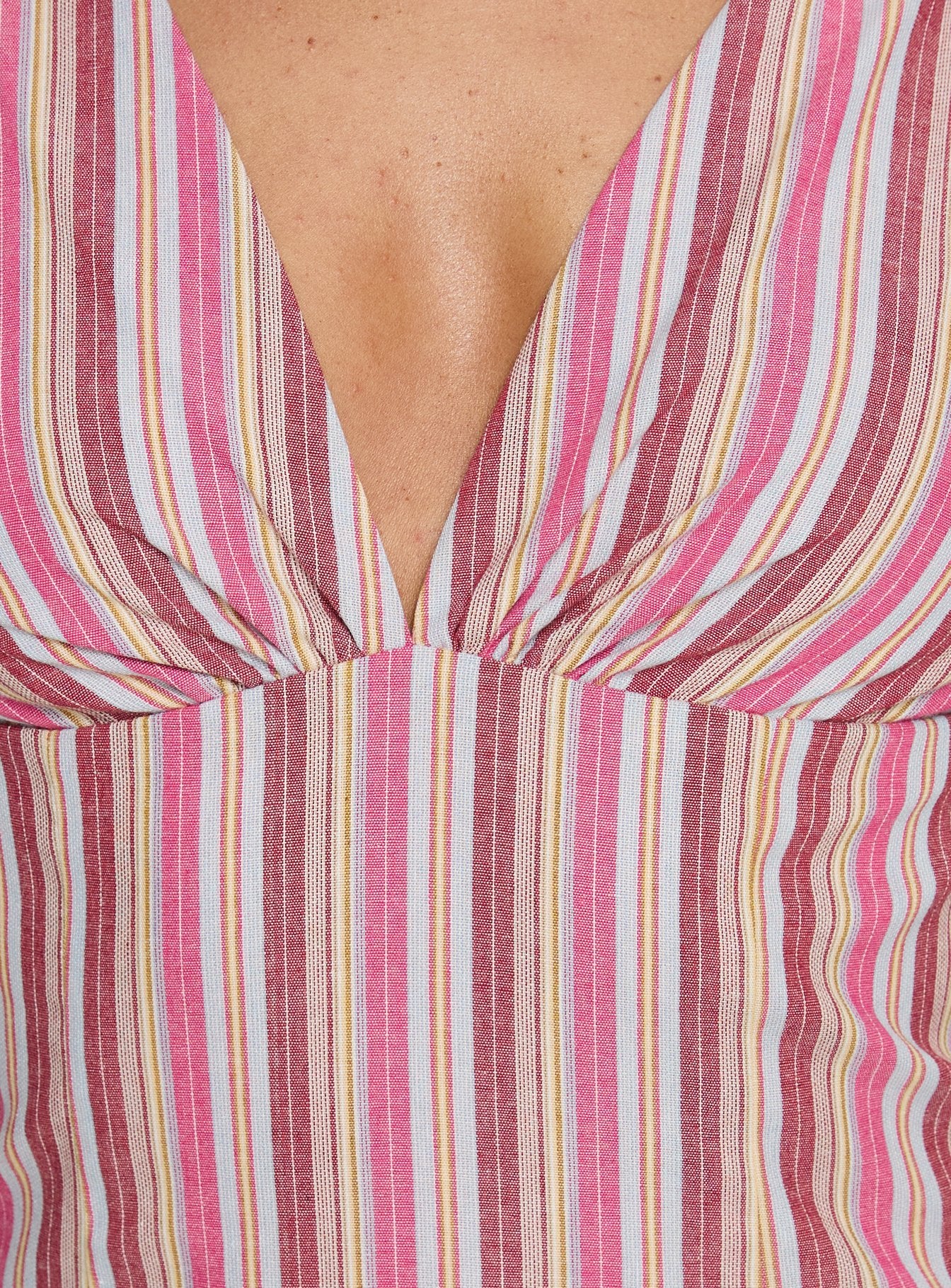 Daphney Plunge Mini Dress Pink Stripe - Image 5