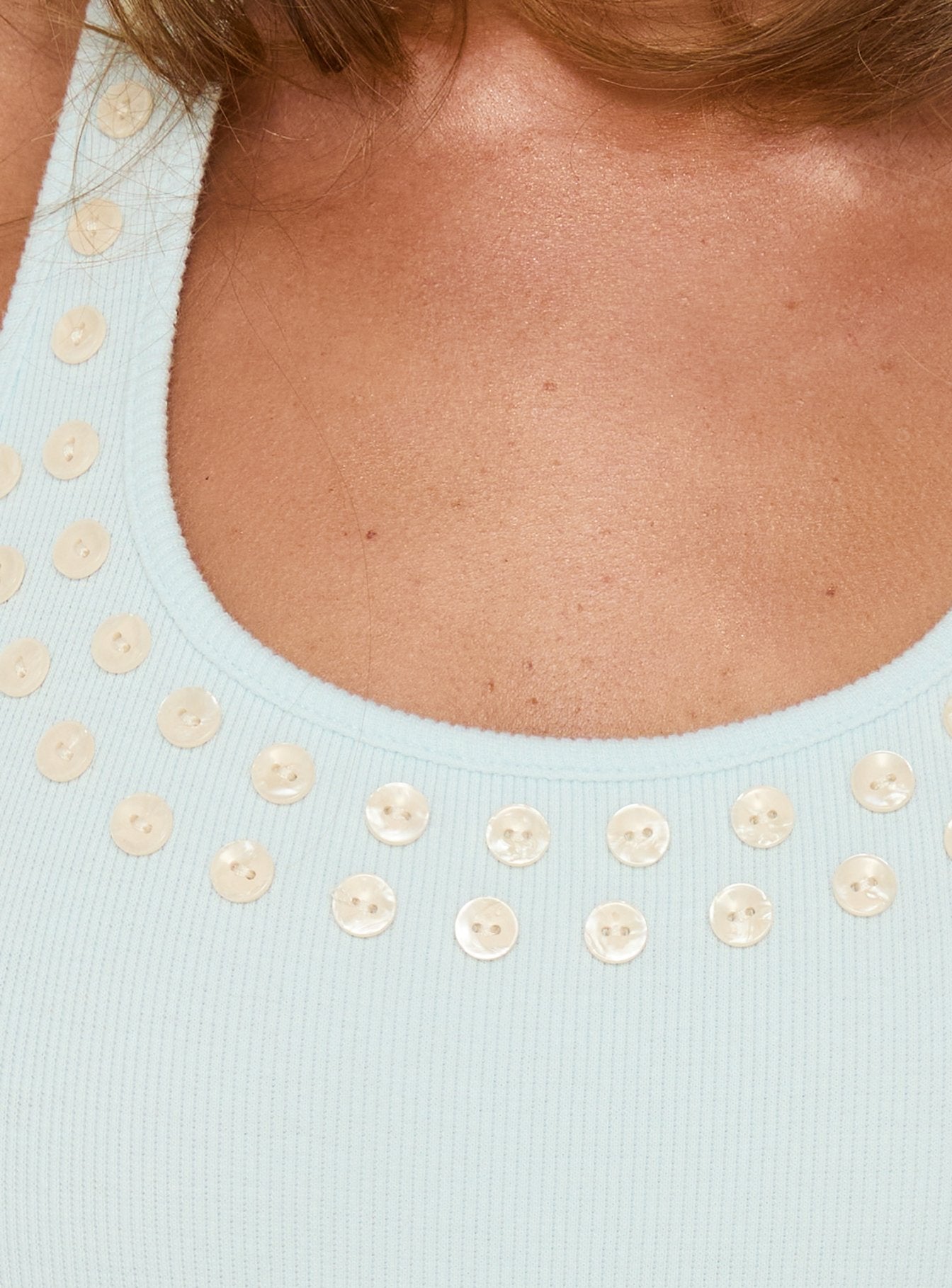 Talie Button Detail Halter Bodysuit Blue - Image 6