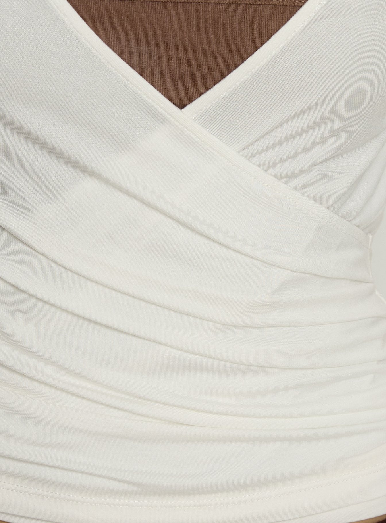 Sylka Long Sleeve Jersey Wrap Top White - Image 6