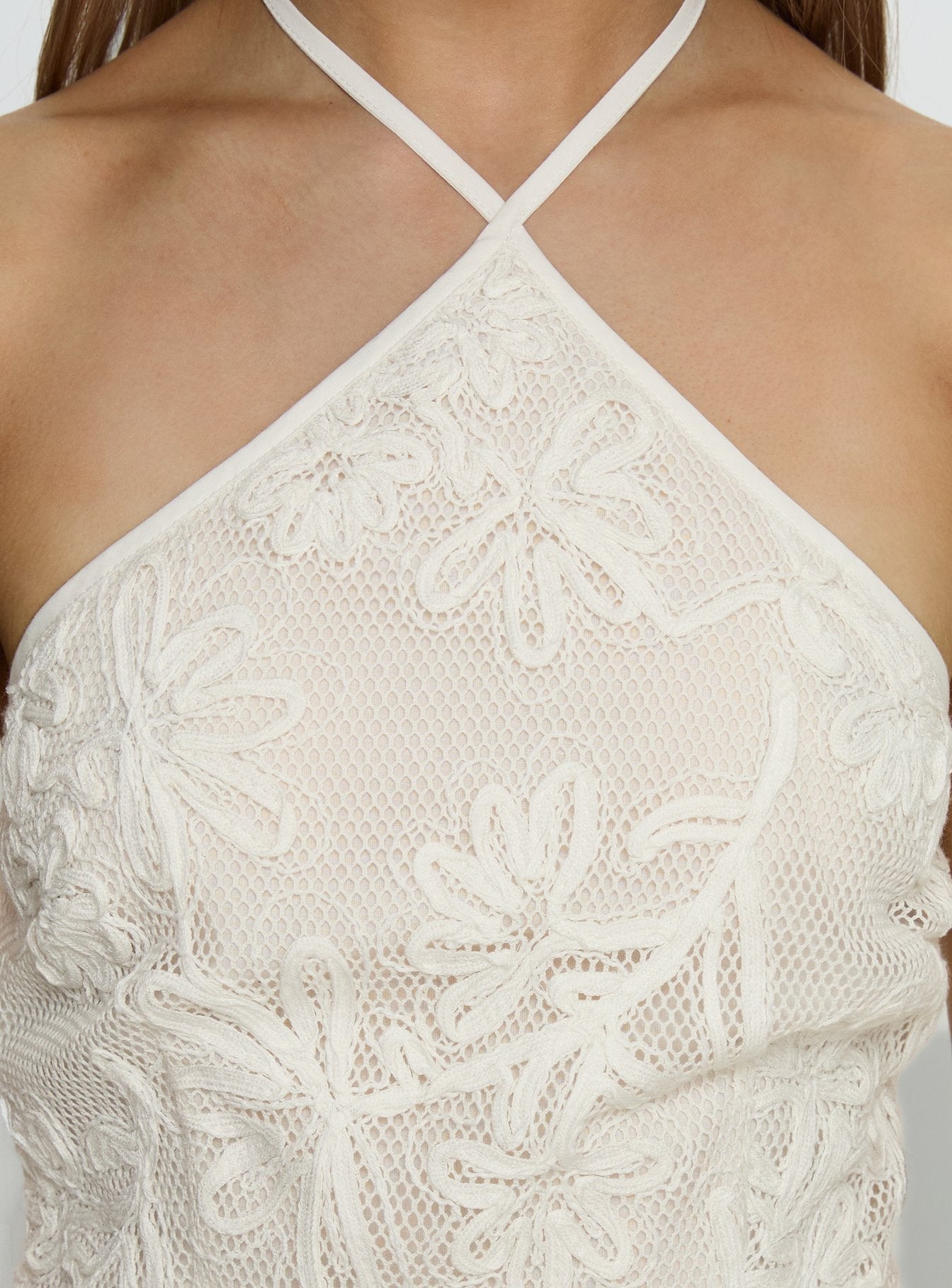 Ivo Floral Detail Halter Mini Dress White - Image 6