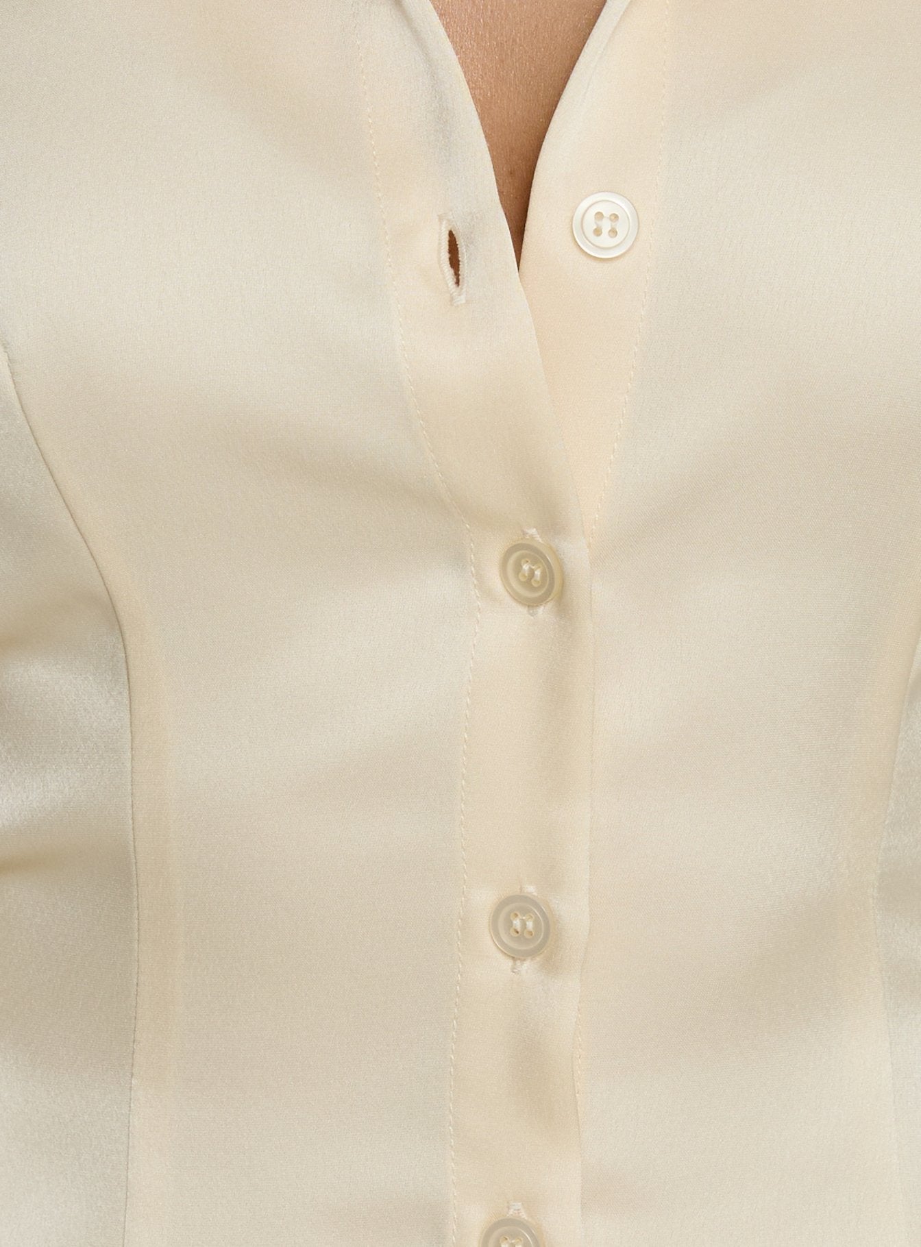 Emalona Long Sleeve Satin Top Cream - Image 6