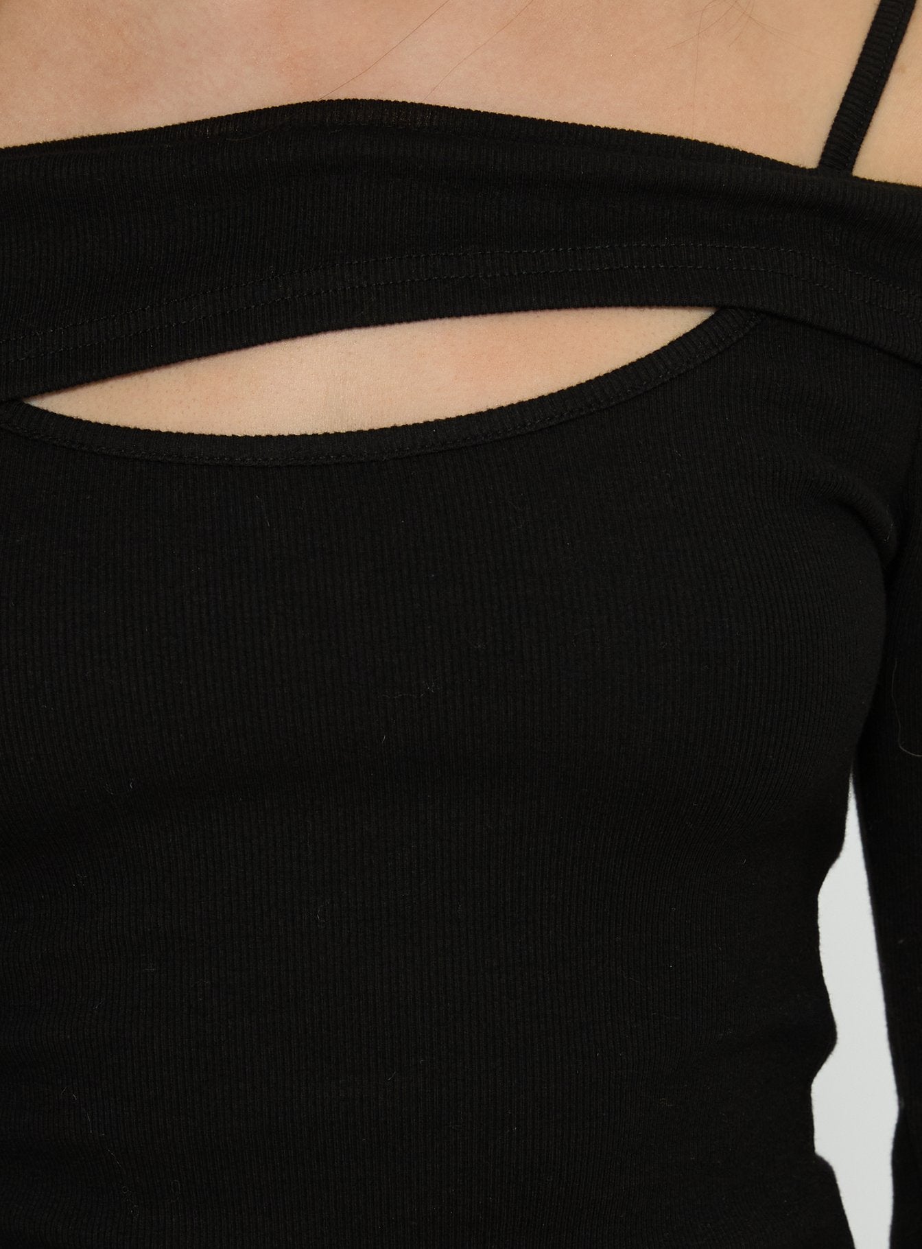 Elyana Layered Cut Out Long Sleeve Top Black - Image 6