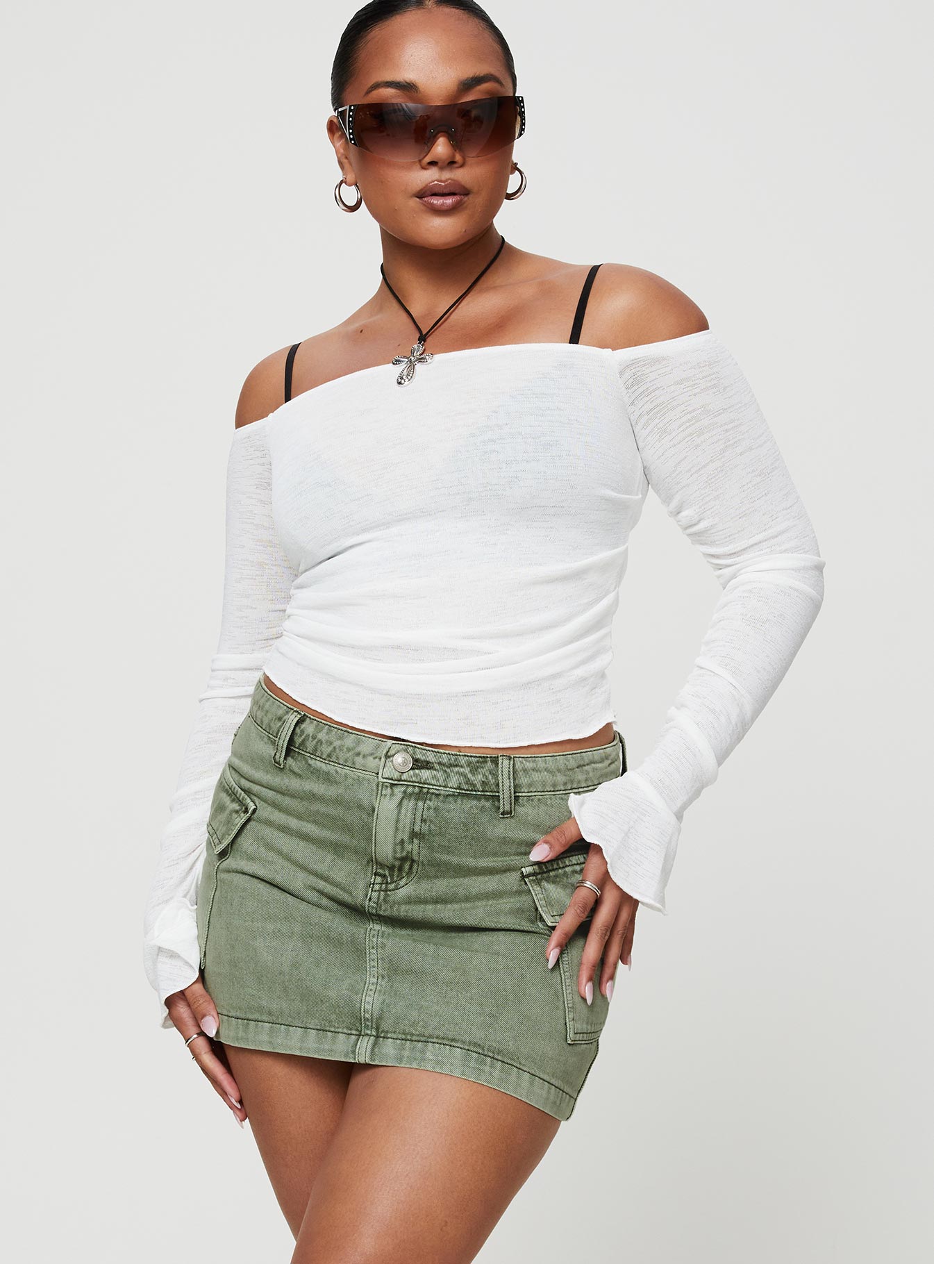 Zakai Cargo Denim Mini Skirt Green - Image 8