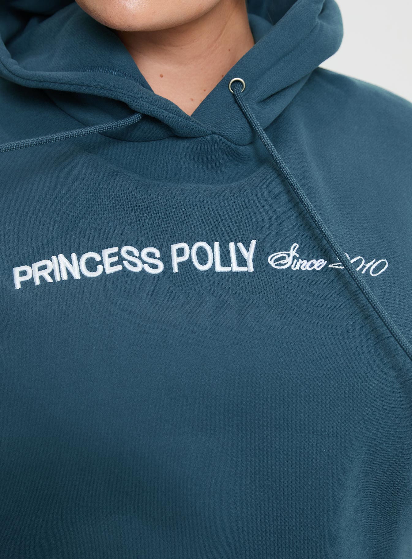 Princess Polly Hooded Sweatshirt Block / Cursive Text Slate Curve - Image 6