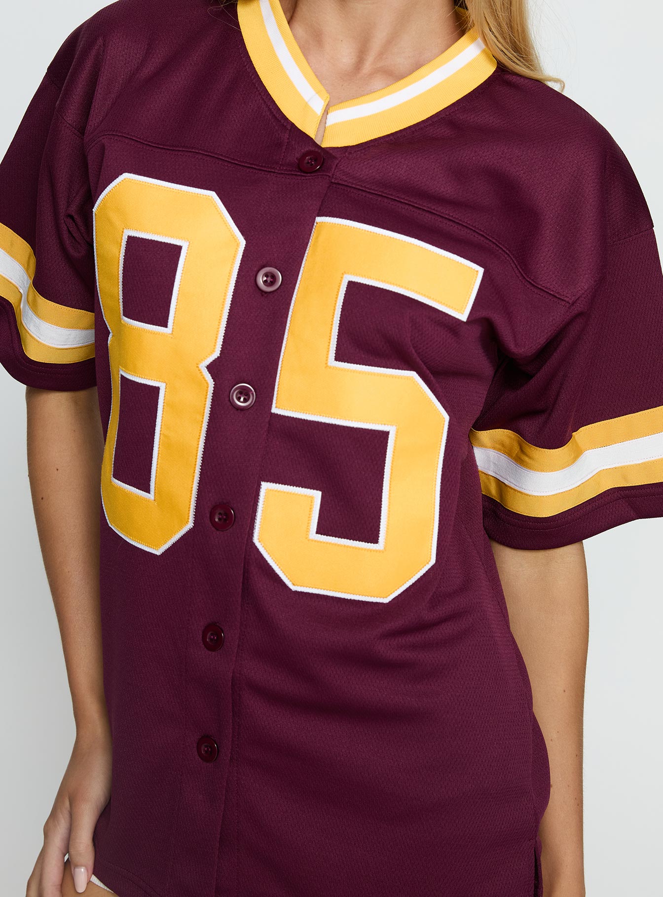 ASU Football Button Down Jersey Maroon - Image 6