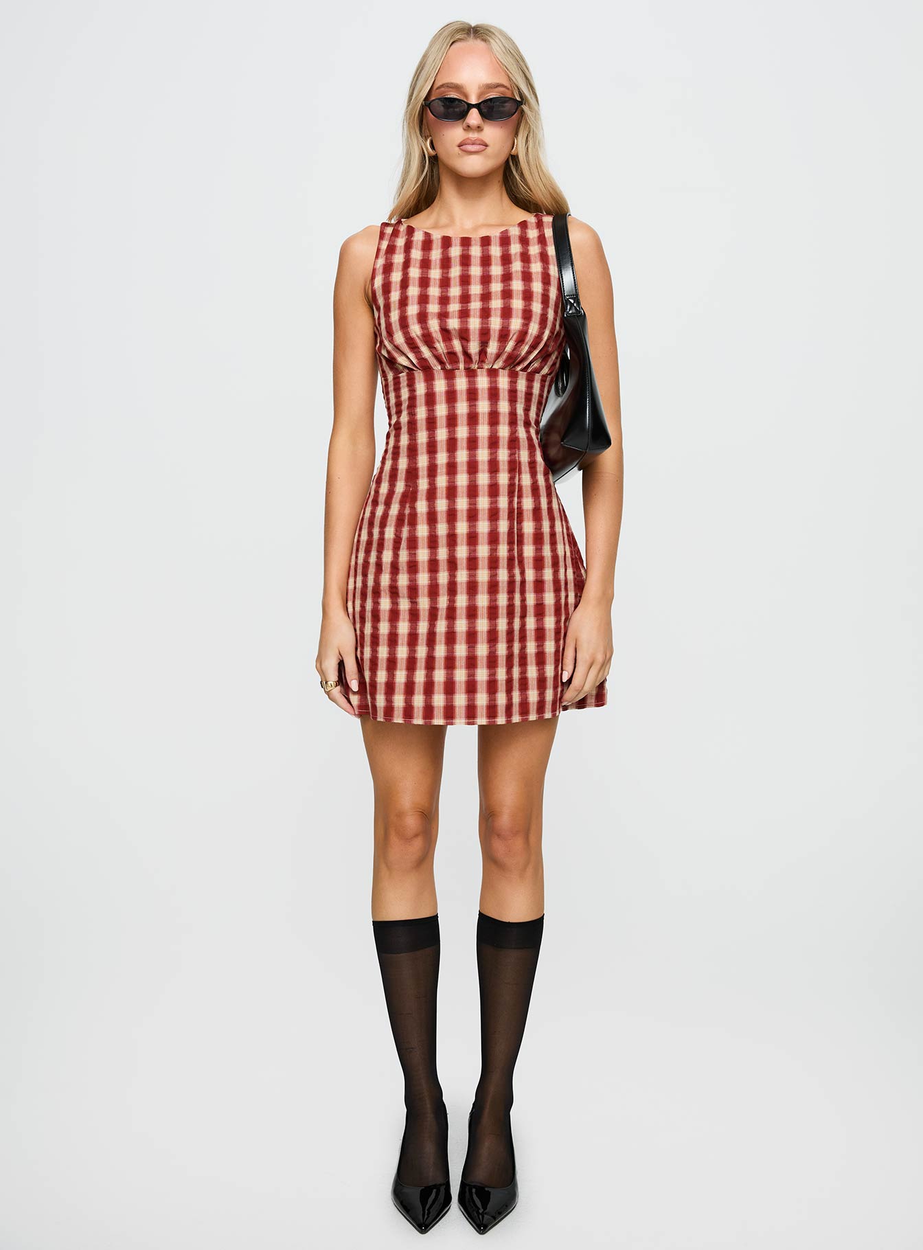 Sweet Somethings Mini Dress Red Check - Image 6