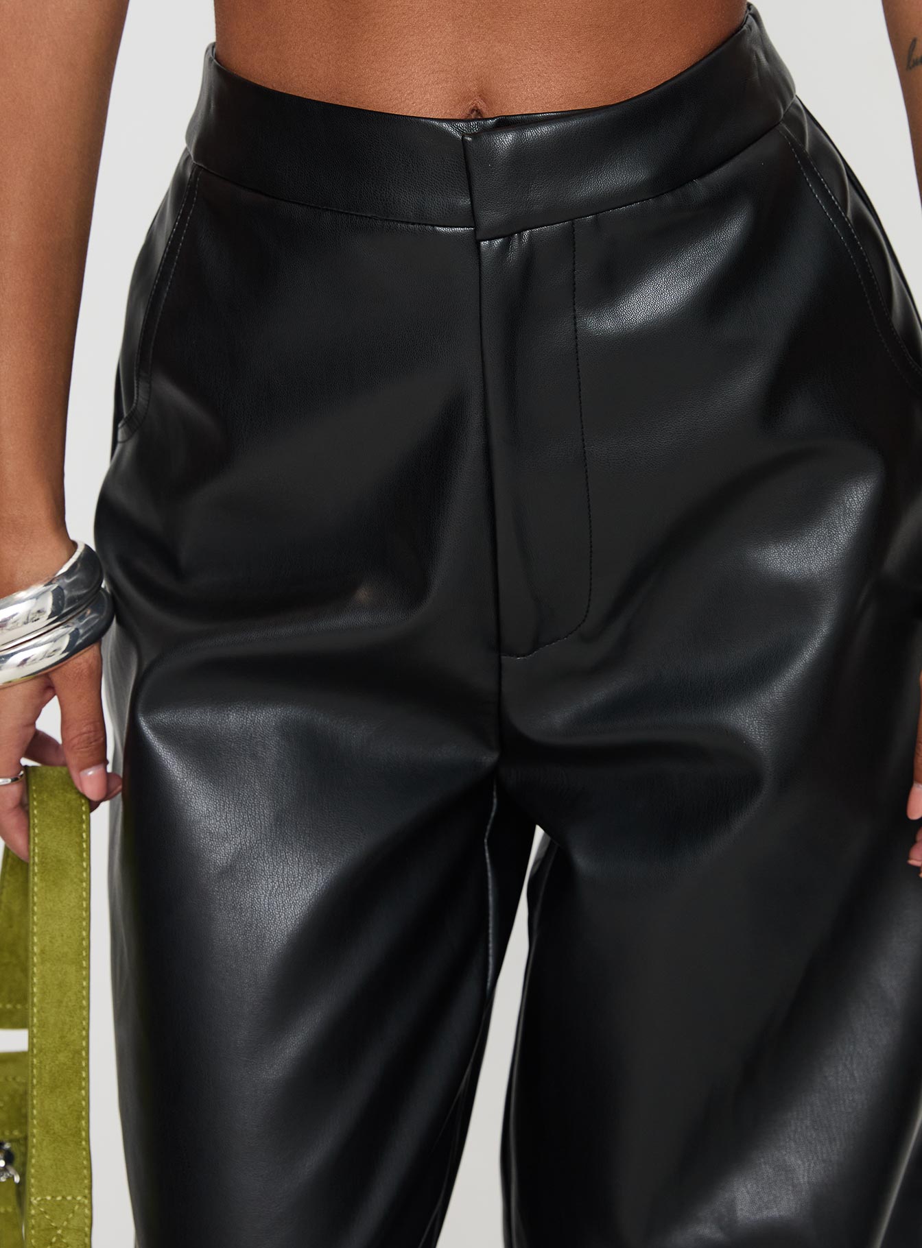 Tempted Faux Leather Pant Black - Image 6