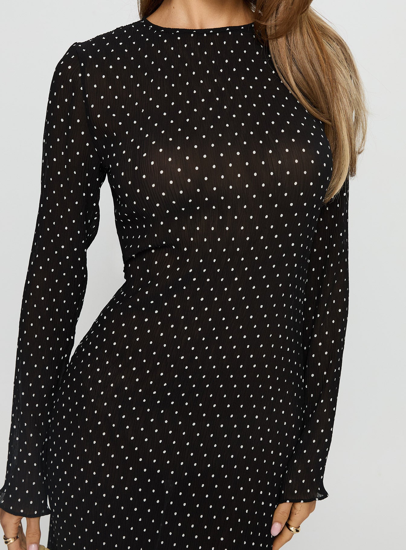 Haven Long Sleeve Maxi Dress Noir Polka - Image 6