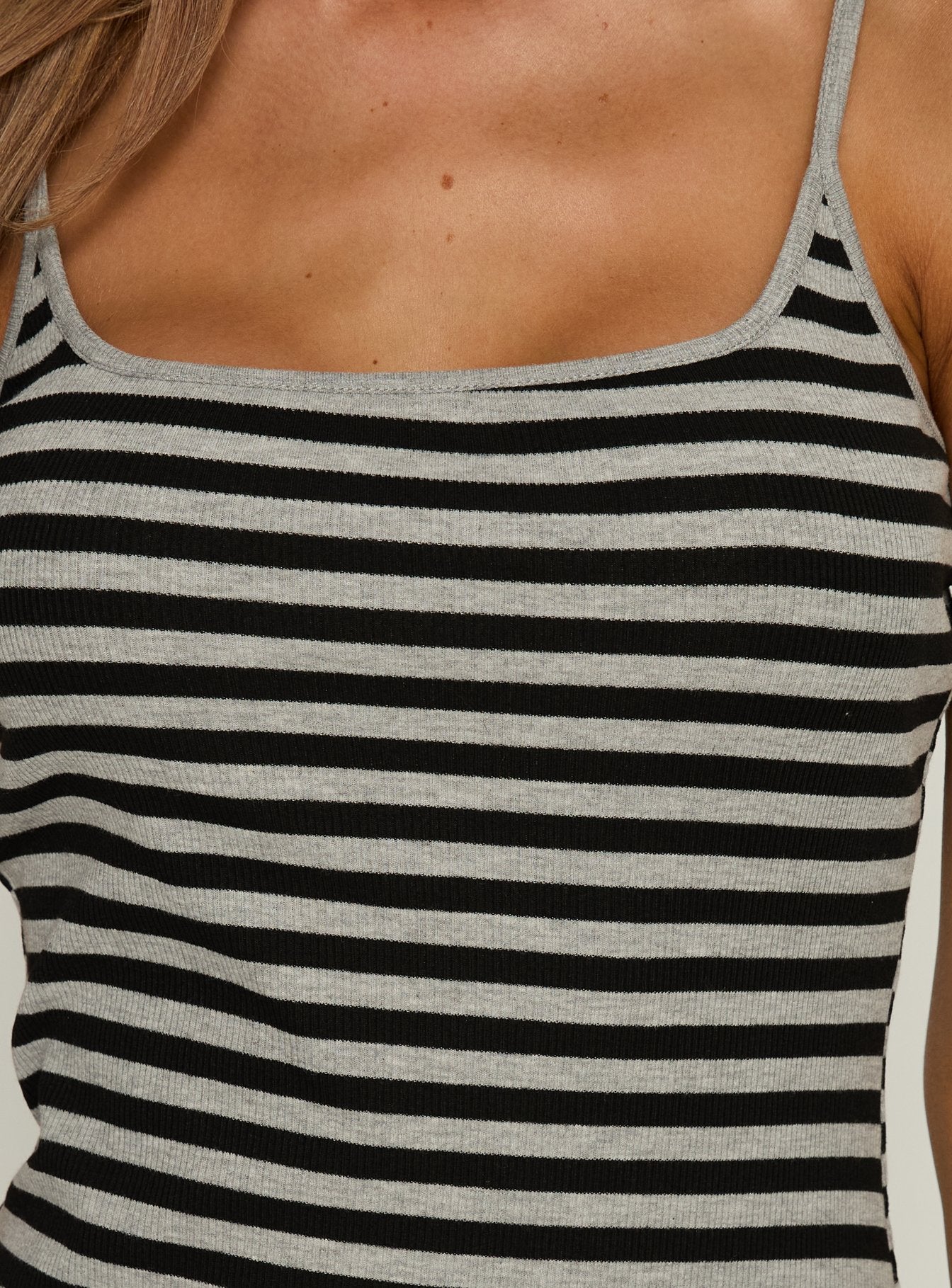 Rydar Scoop Mini Dress Grey / Black Stripe - Image 6