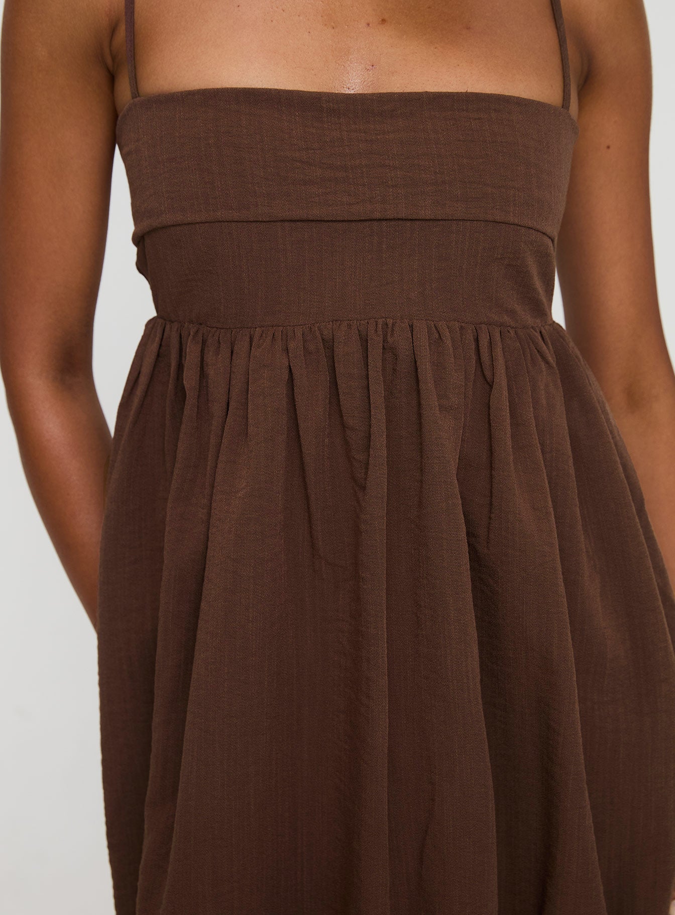 Layken Bubble Hem Mini Dress Chocolate Tall - Image 6