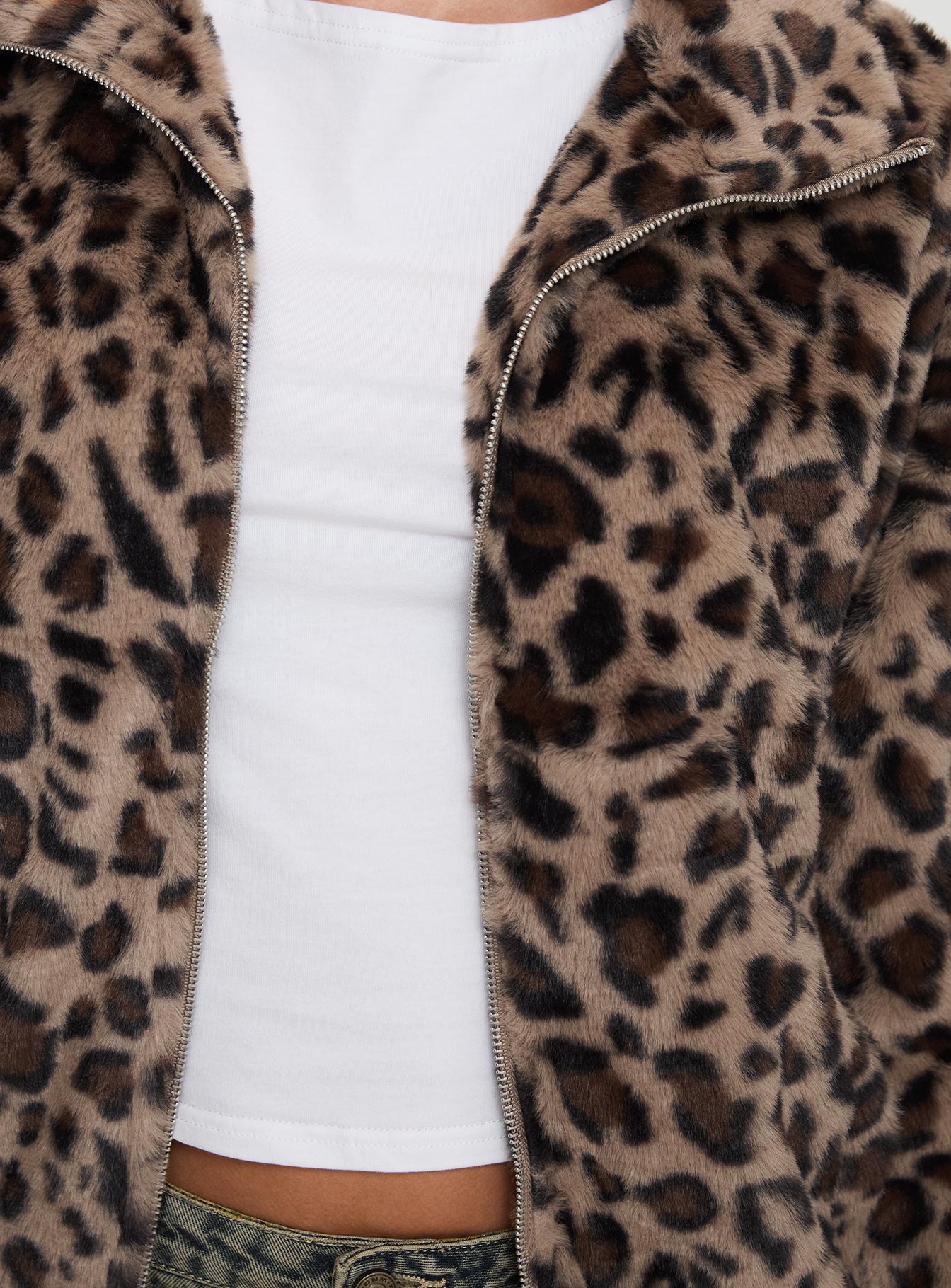 Caine Faux Fur Jacket Leopard - Image 6