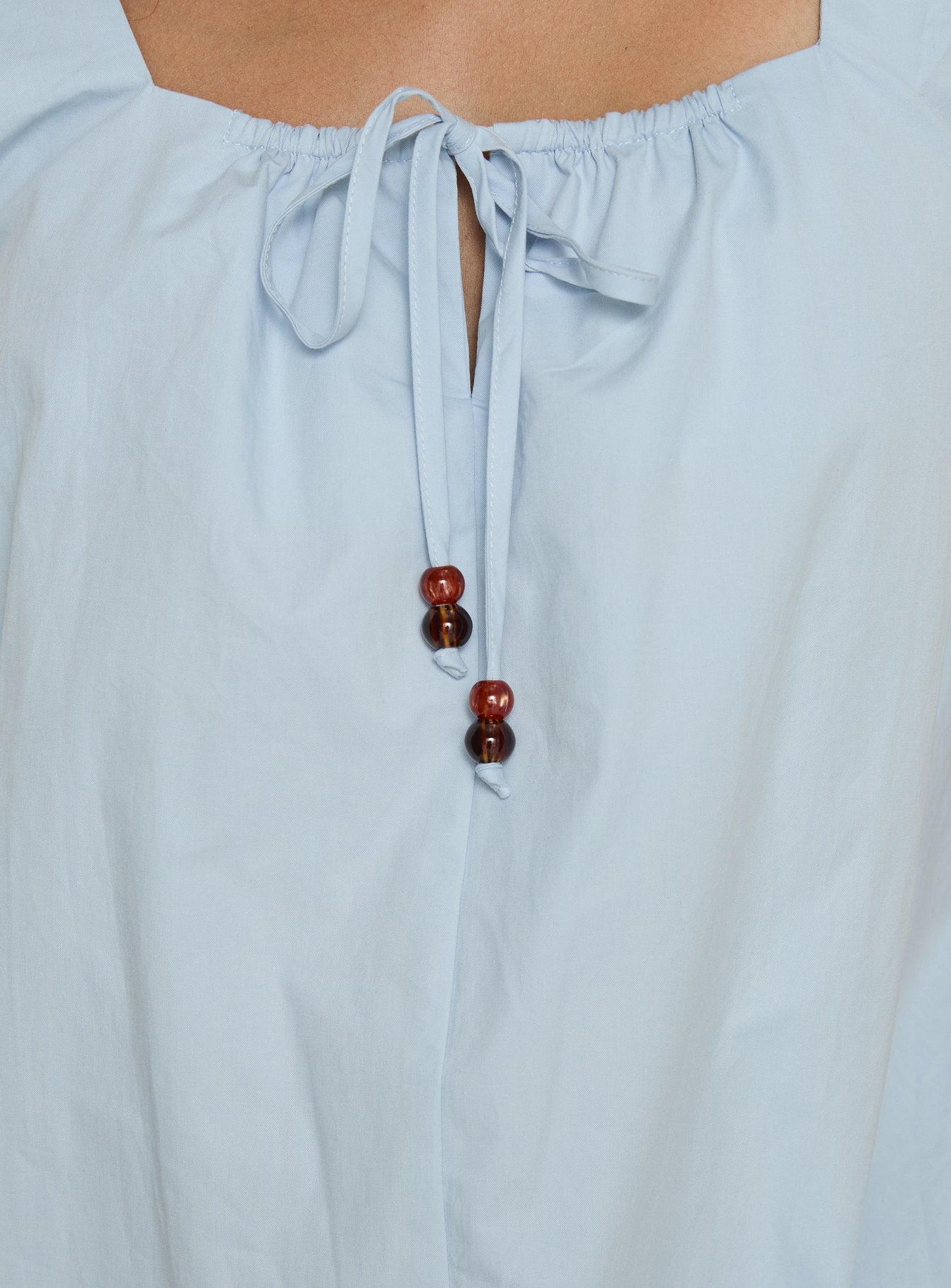 Barbel Square Neck Tie Detail Mini Dress Blue - Image 6