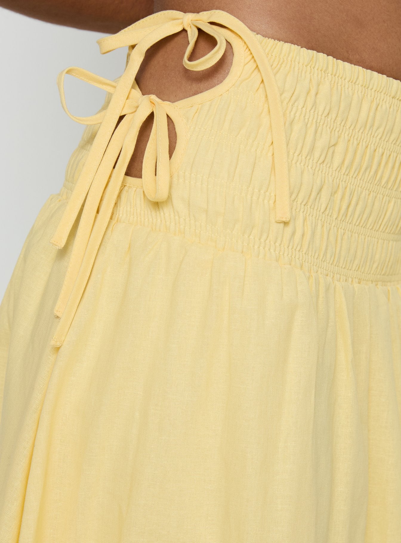 Vence Ruched Maxi Skirt Lemon Yellow - Image 6