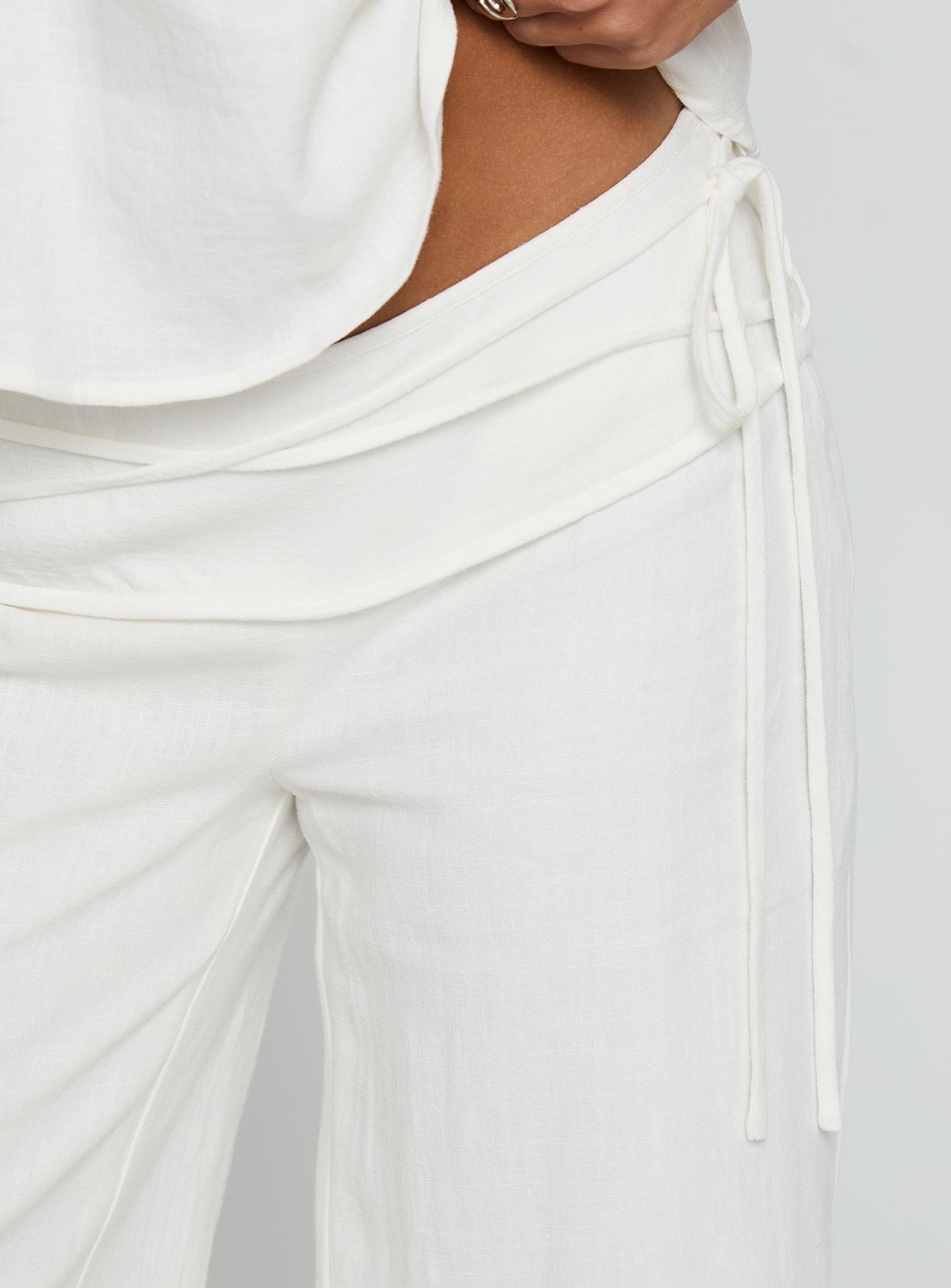 Silver Moon Linen Blend Tie Pants White - Image 6