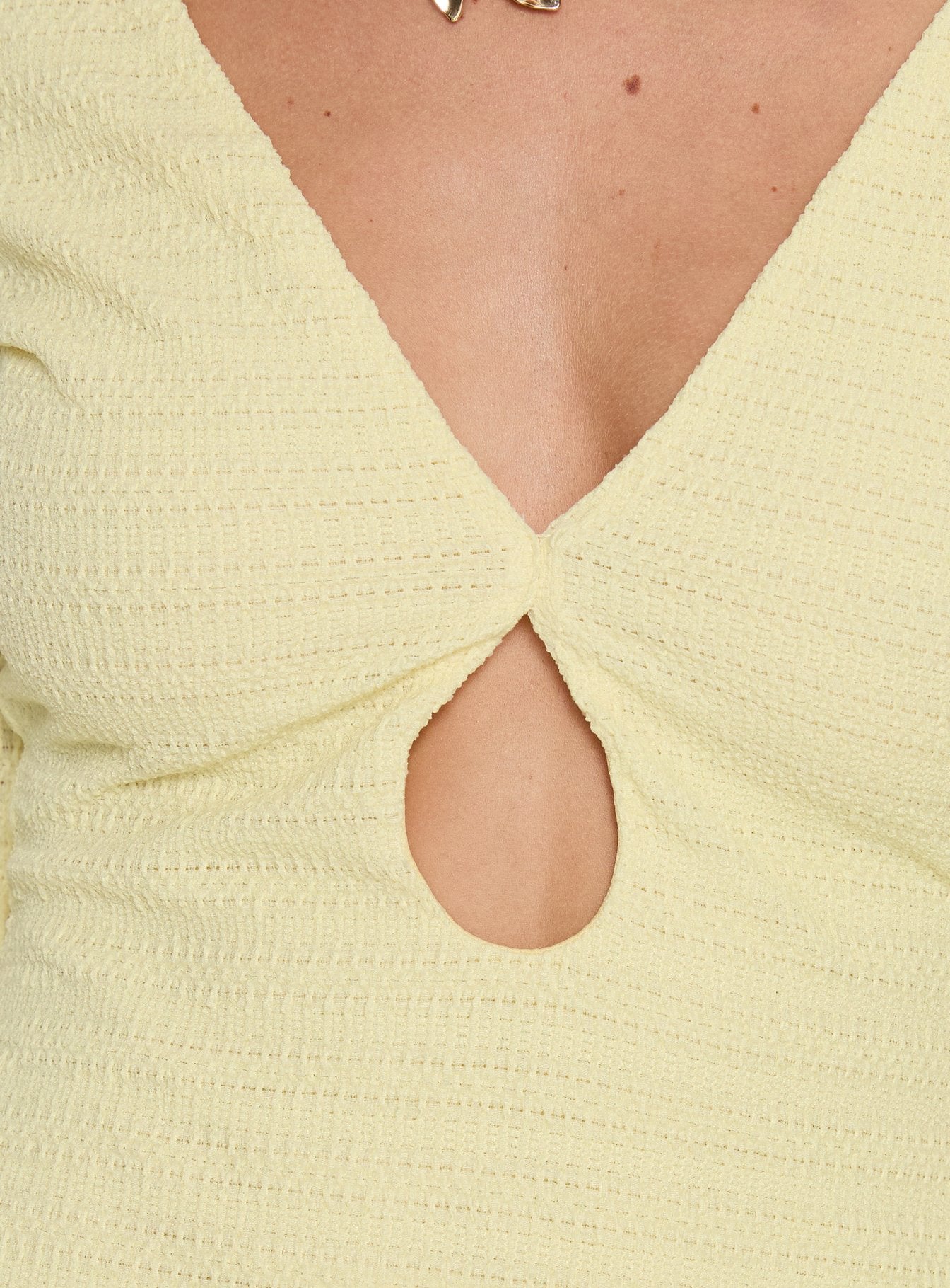 Milley Long Sleeve Textured Mini Dress Lemon - Image 5