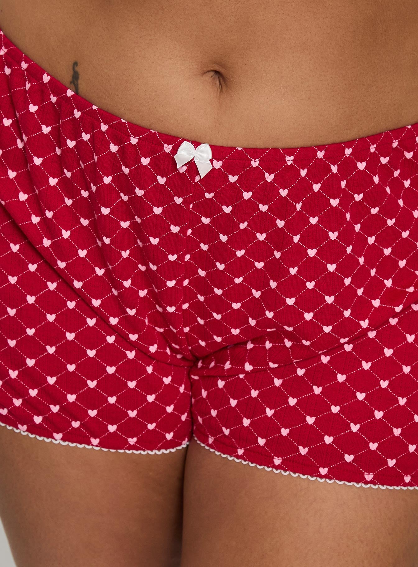 Slow Start Pointelle Sleep Short Red Curve - Image 6