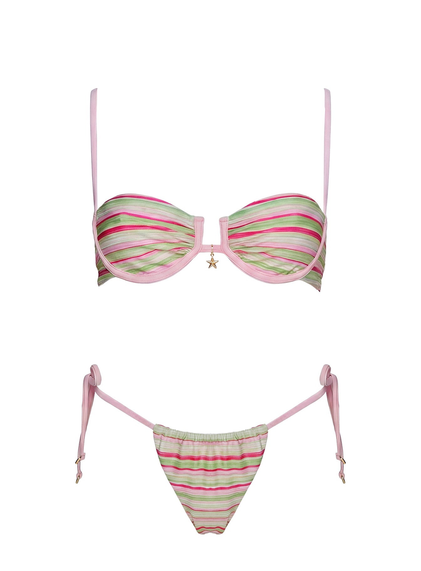 Heatwaves Underwire Bikini Top Green / Pink Stripe - Image 5