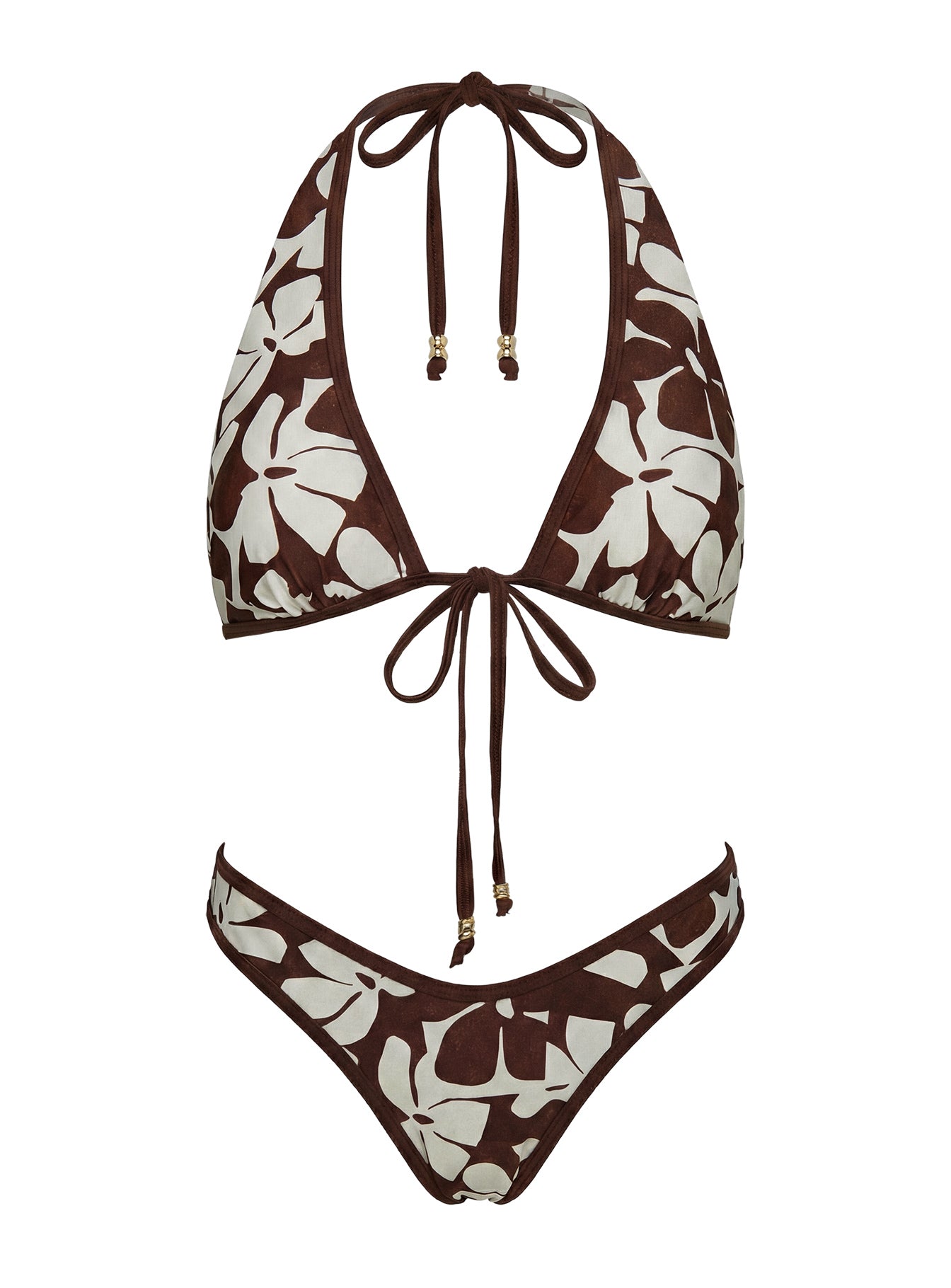 Ocean Haze Halter Bikini Top Brown Floral - Image 5