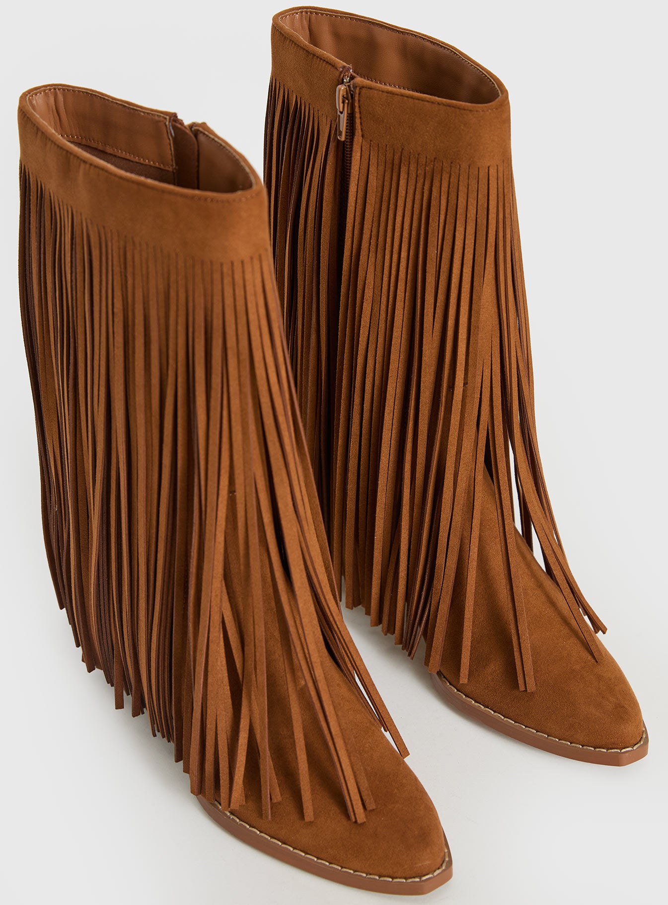Wild Card Tassel Faux Suede Boots Brown - Image 5