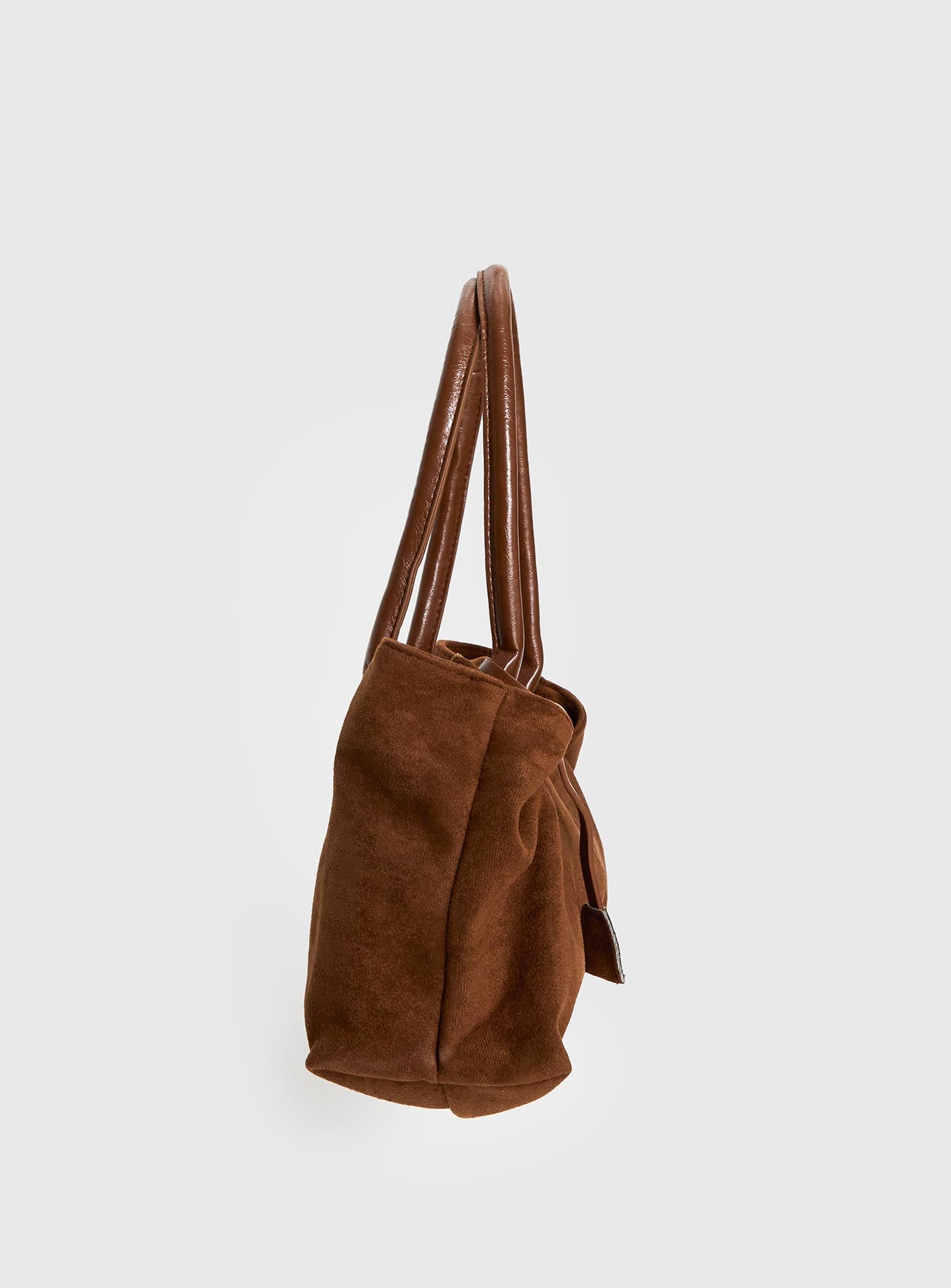Yearning Faux Suede Buckle Detail Shoulder Bag Brown - Image 5