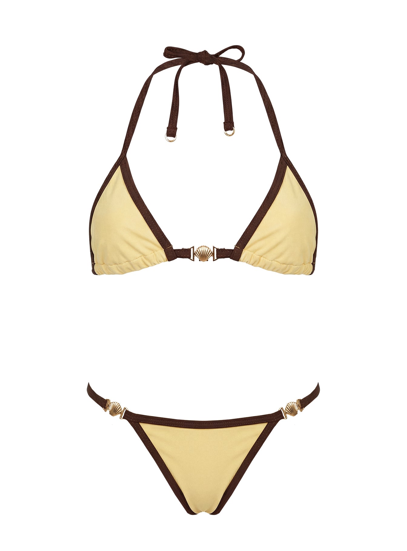 Maurita Hardware Halter Bikini Top Yellow / Brown - Image 5