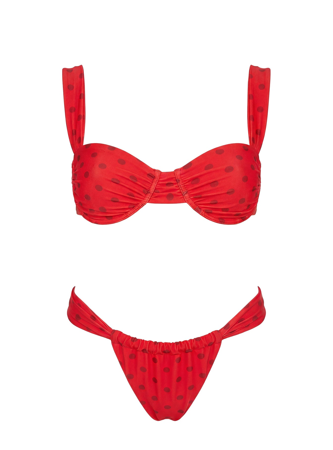 Calbira Cheeky Bikini Bottoms Red Polka - Image 5