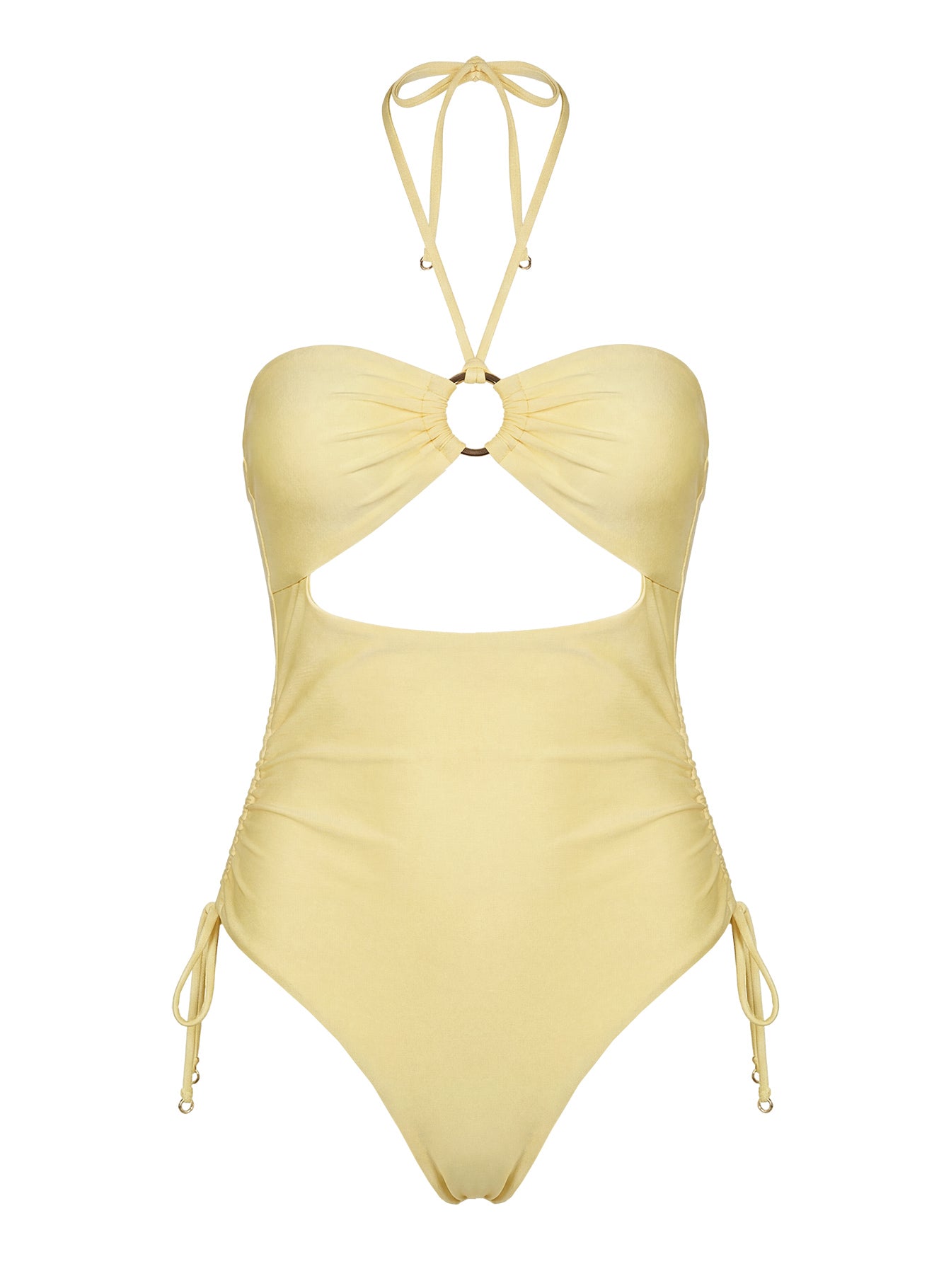 Ubelia Halter Cut Out One Piece Yellow - Image 5