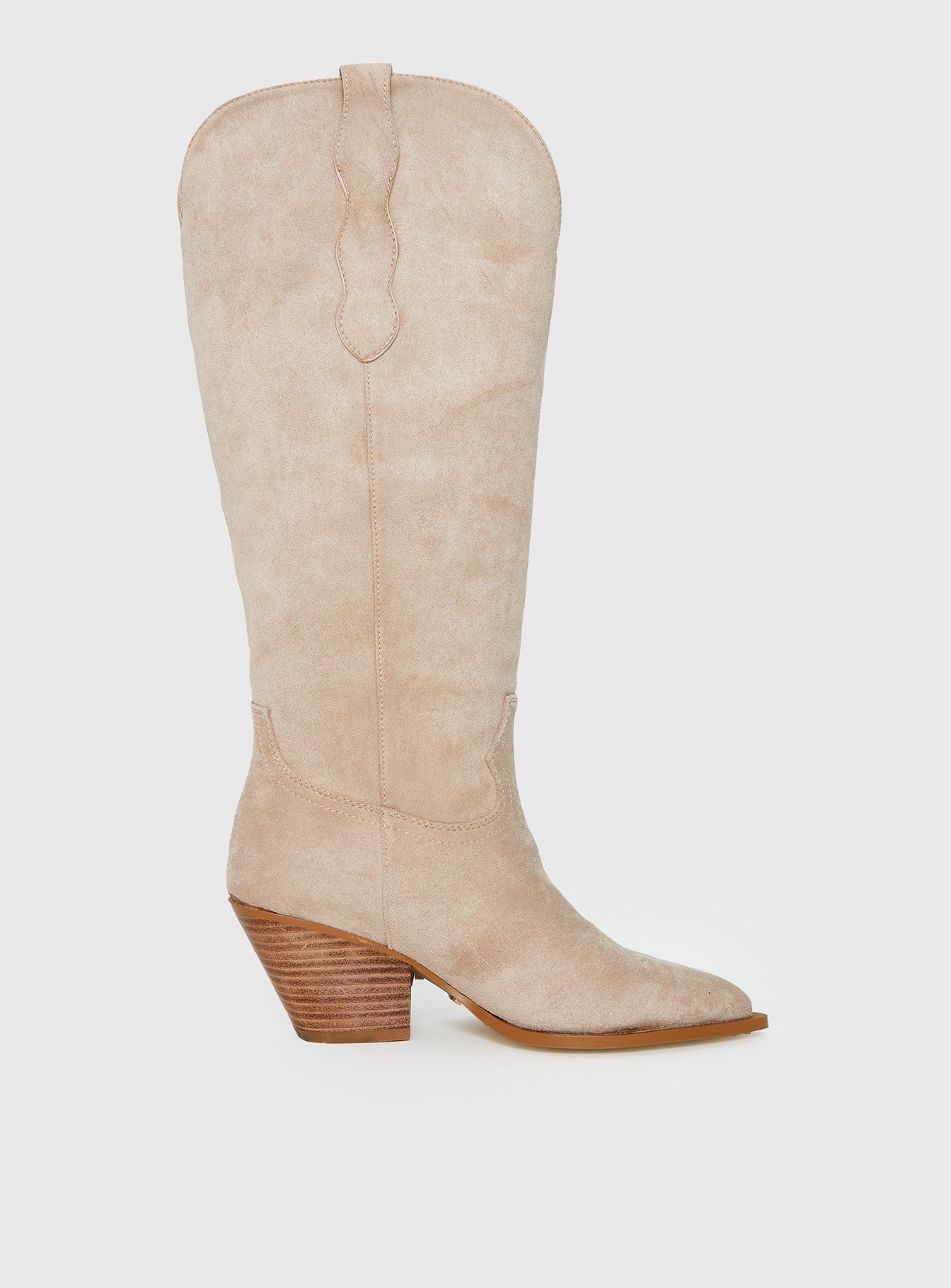 Billini Ardie Faux Suede Tassel Cowboy Boots Light Beige - Image 5