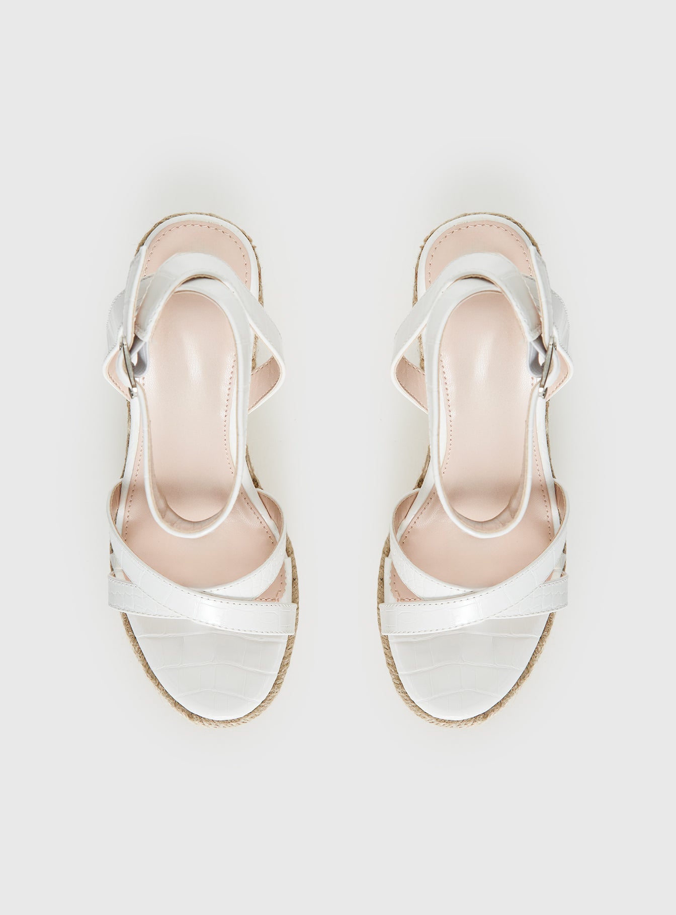 Jesper Espadrille Wedged Heels White Croc - Image 6