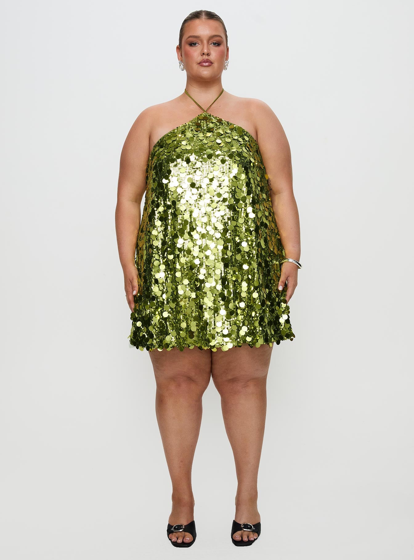 Fluorescents Halter Mini Dress Green Curve - Image 7