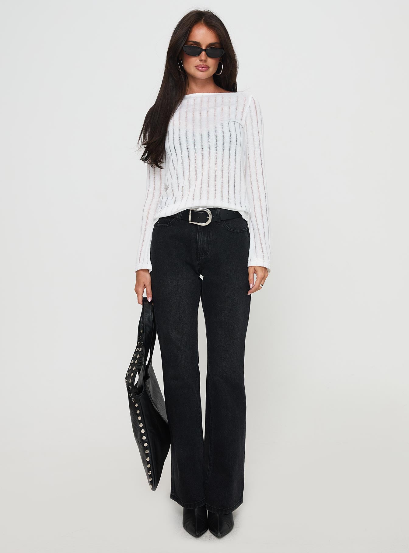 Kemsley Mid Rise Bootleg Jeans Washed Black - Image 7