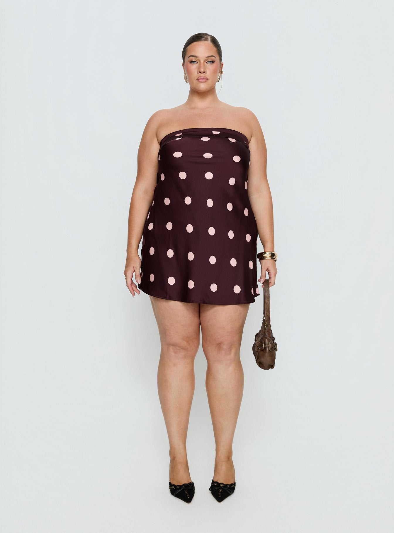 Phillipa Mini Dress Plum / Pink Polka Dot Curve - Image 7