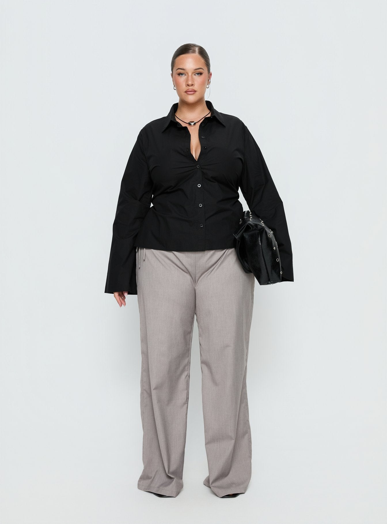Eryx Tie Back Button Up Top Black Curve - Image 7